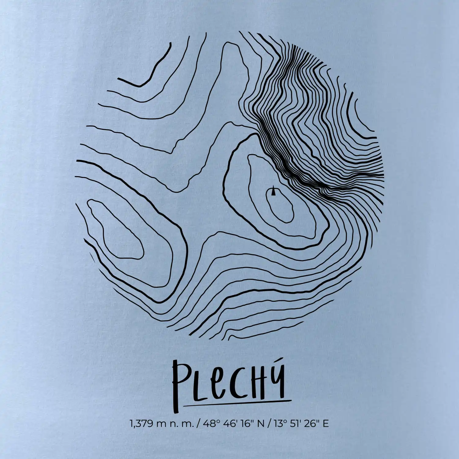 Plechý - vrstevnice v kruhu