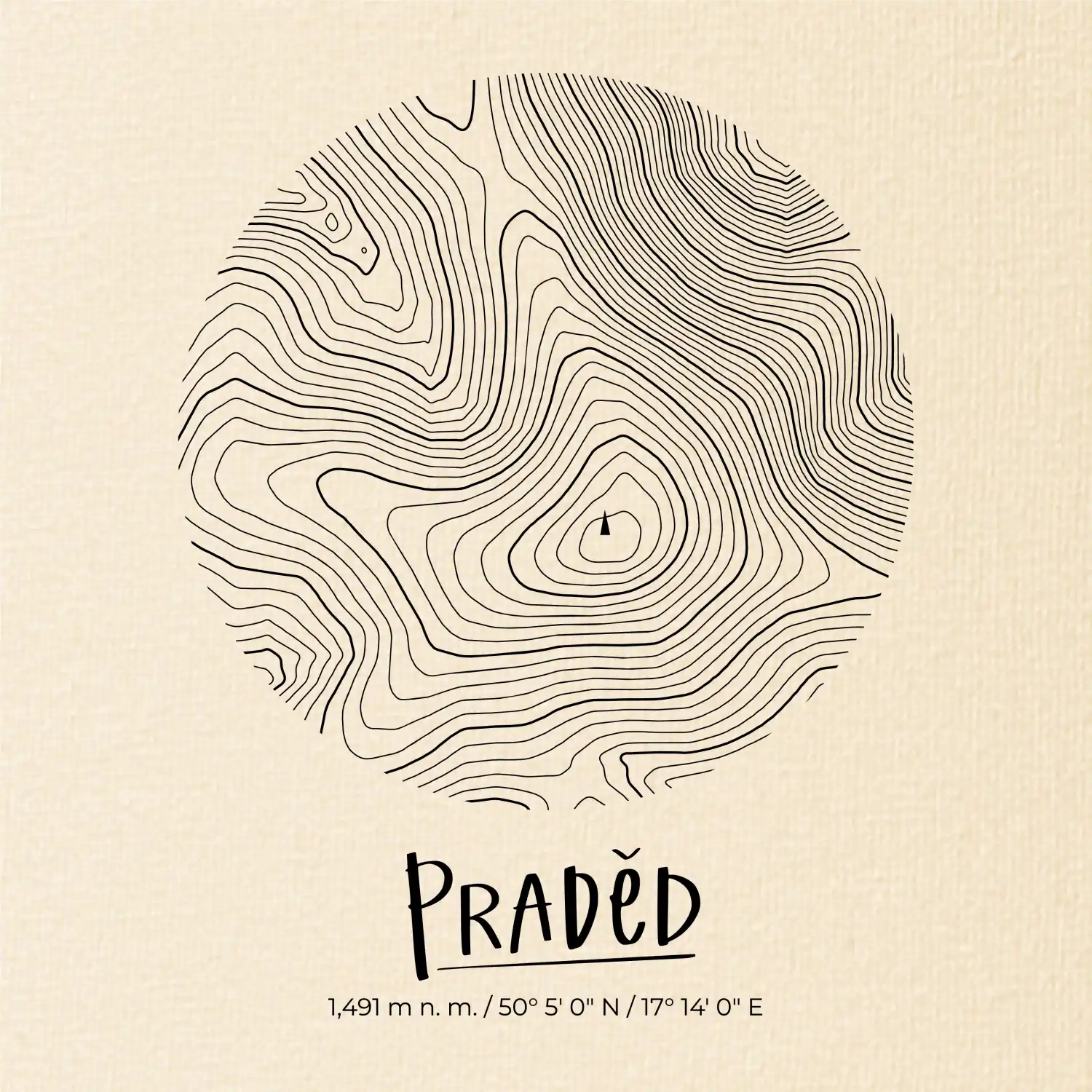 Praděd - vrstevnice v kruhu