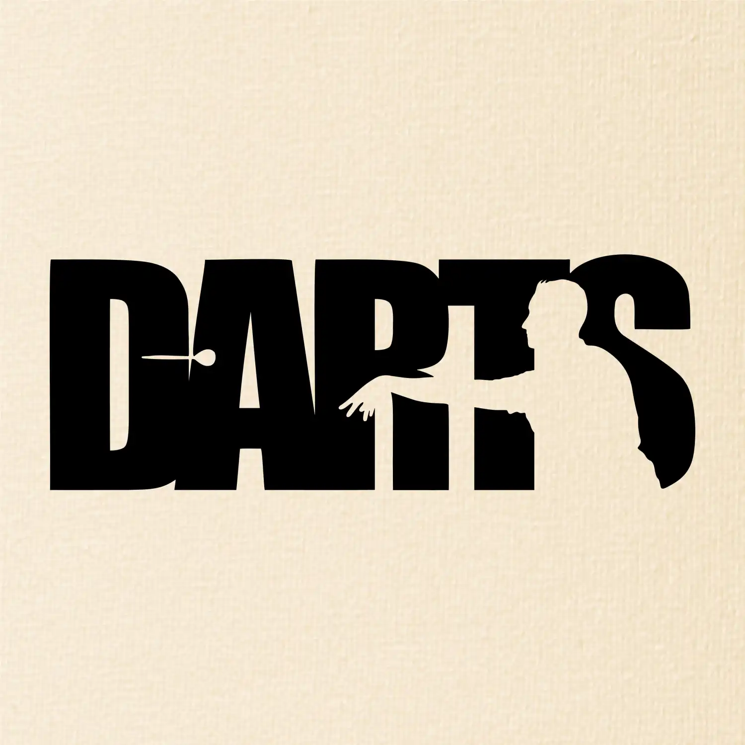 Darts - nápis se šipkařem