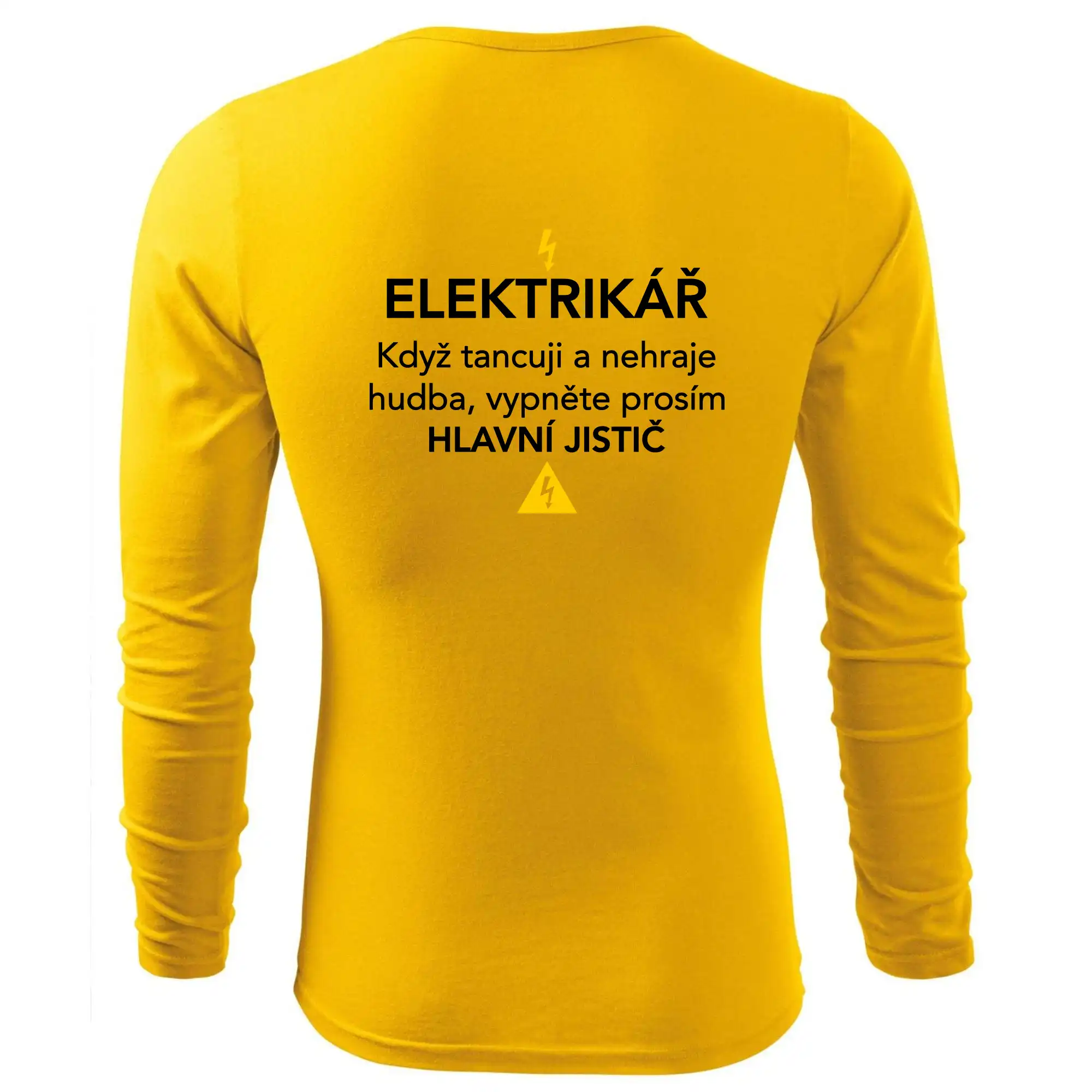 Elektrikář - hlavní jistič - Nápis na zádech