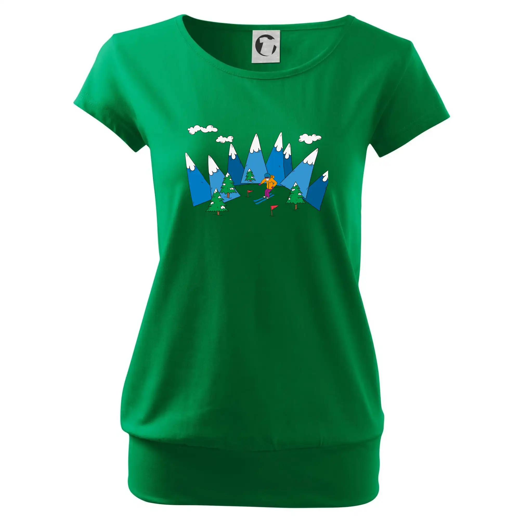 Lyžař a barevné hory