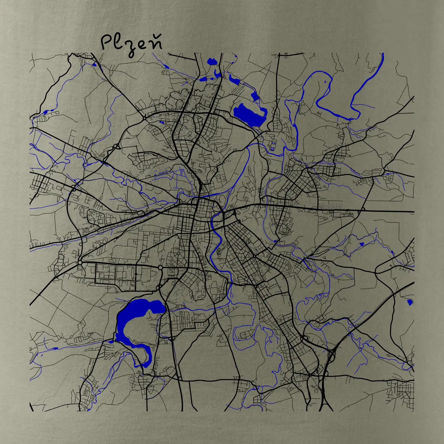 Plzeň mapa s vodními toky