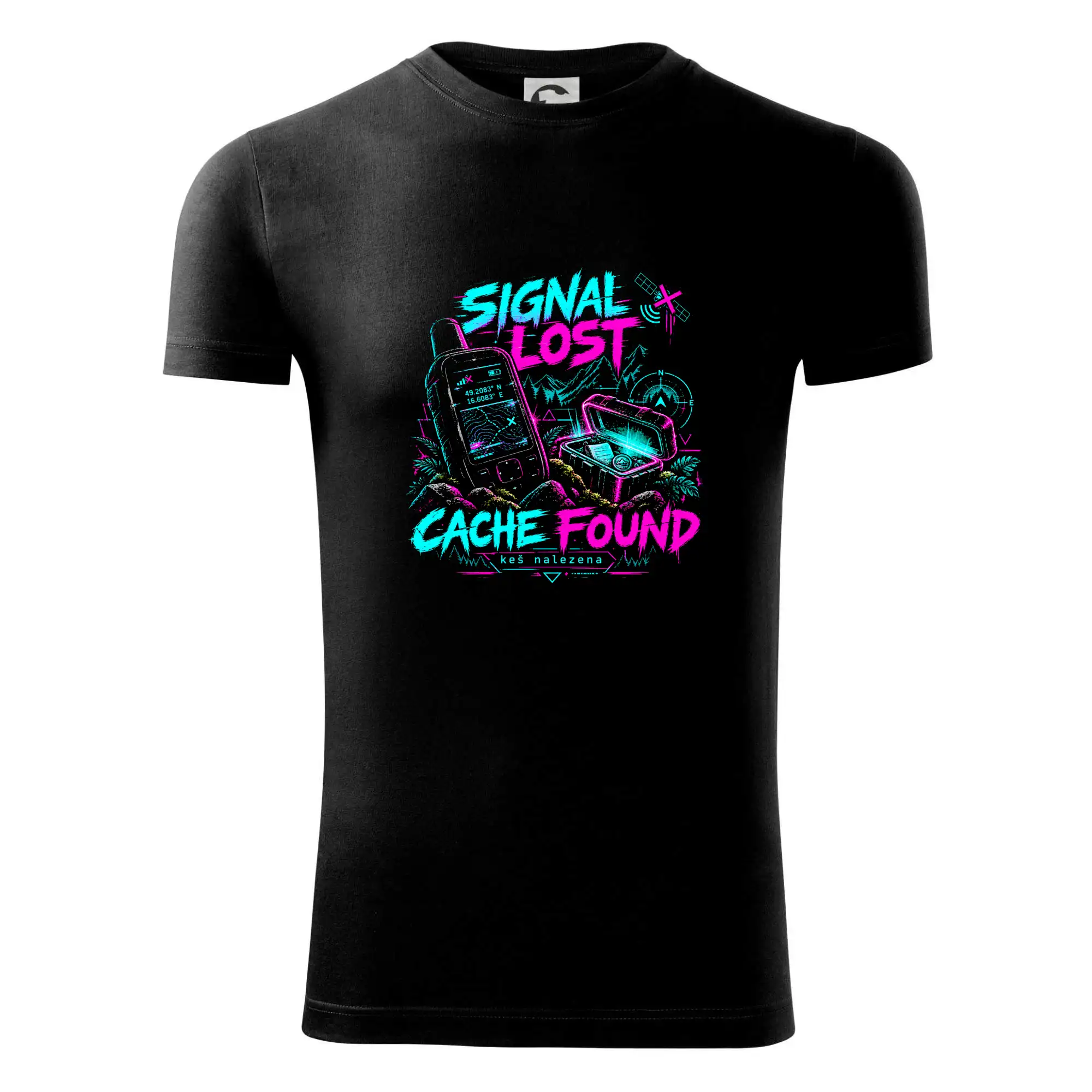 Signal lost cache found neonový GPS motiv