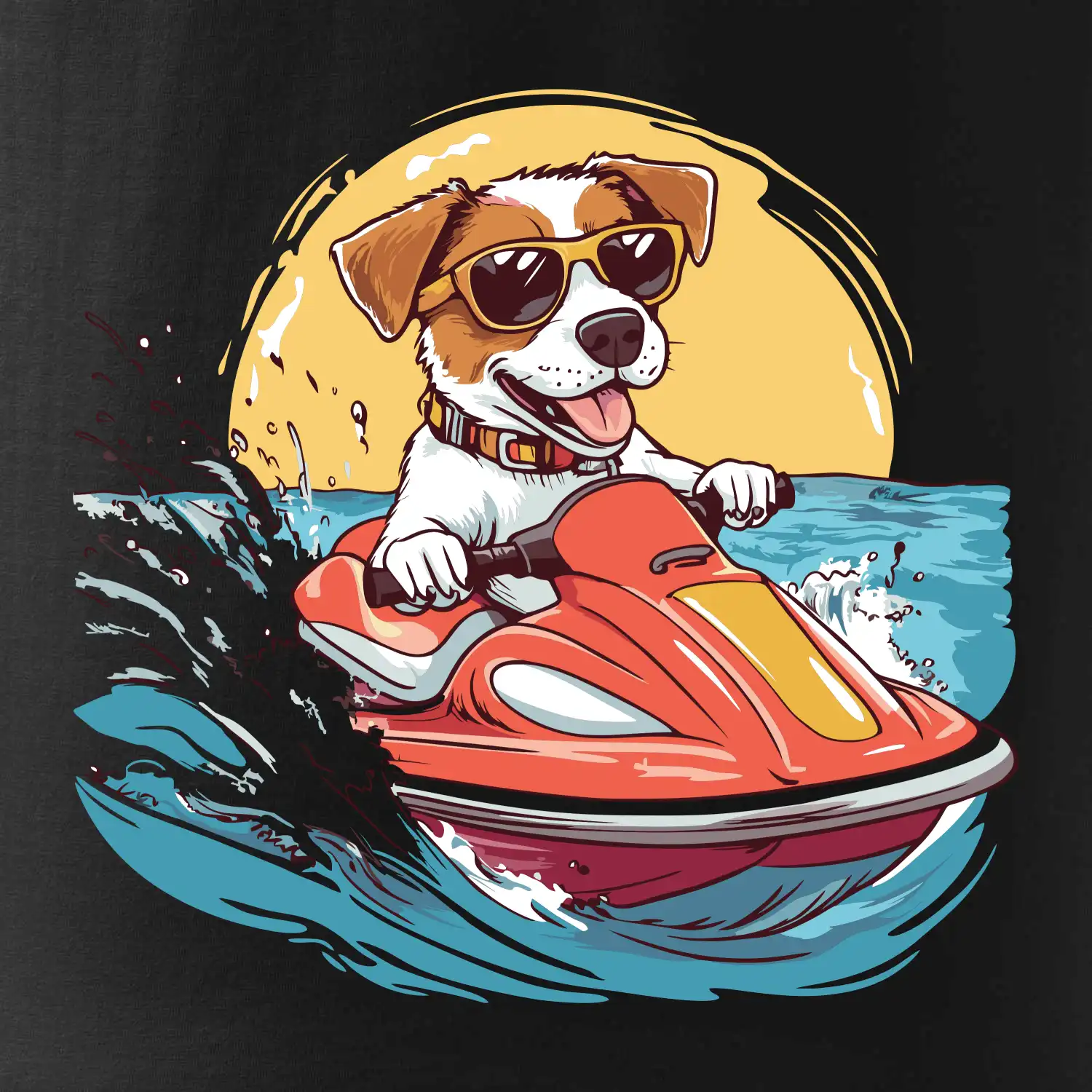 Jack russell teriér na vodním skútru