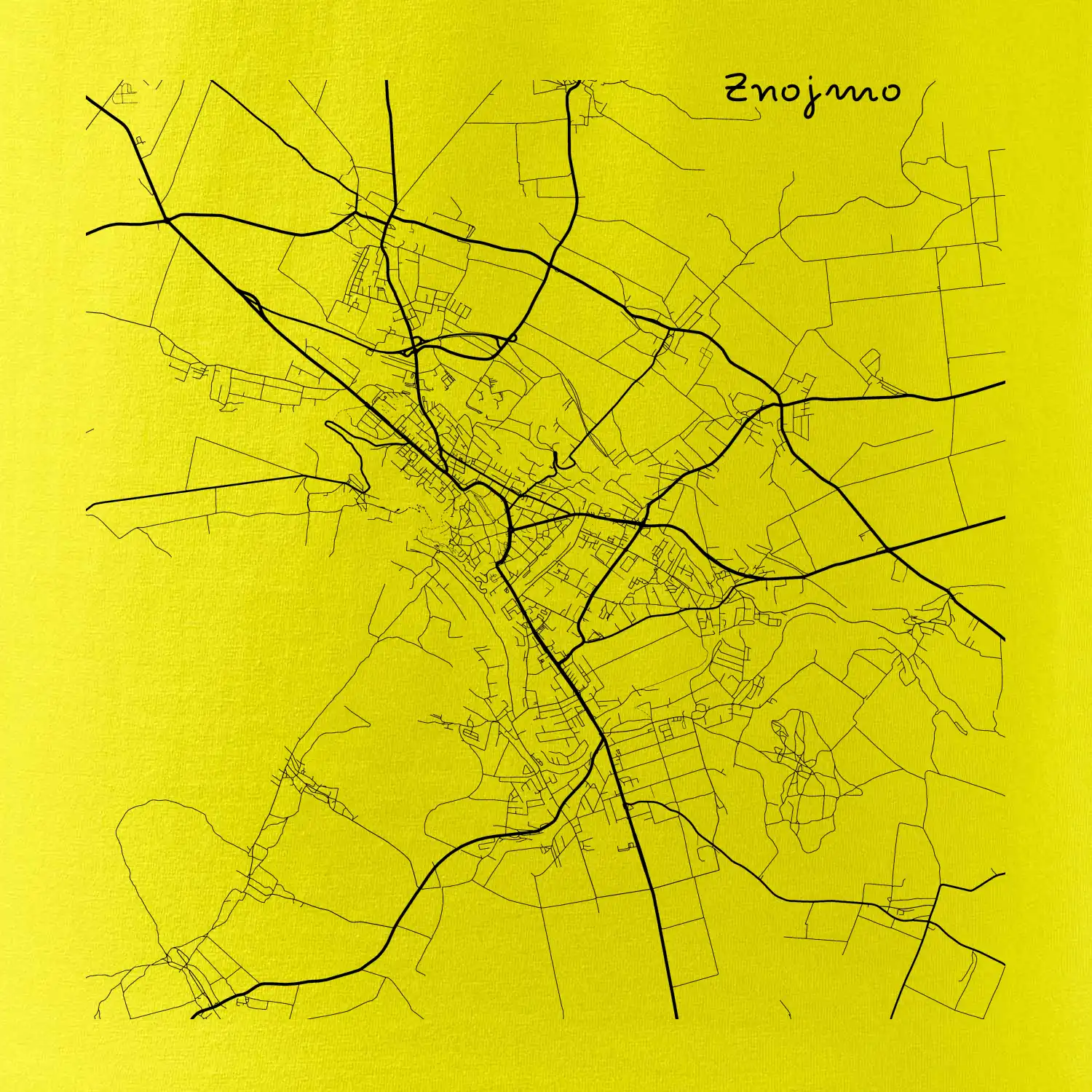 Černobílá mapa Znojmo