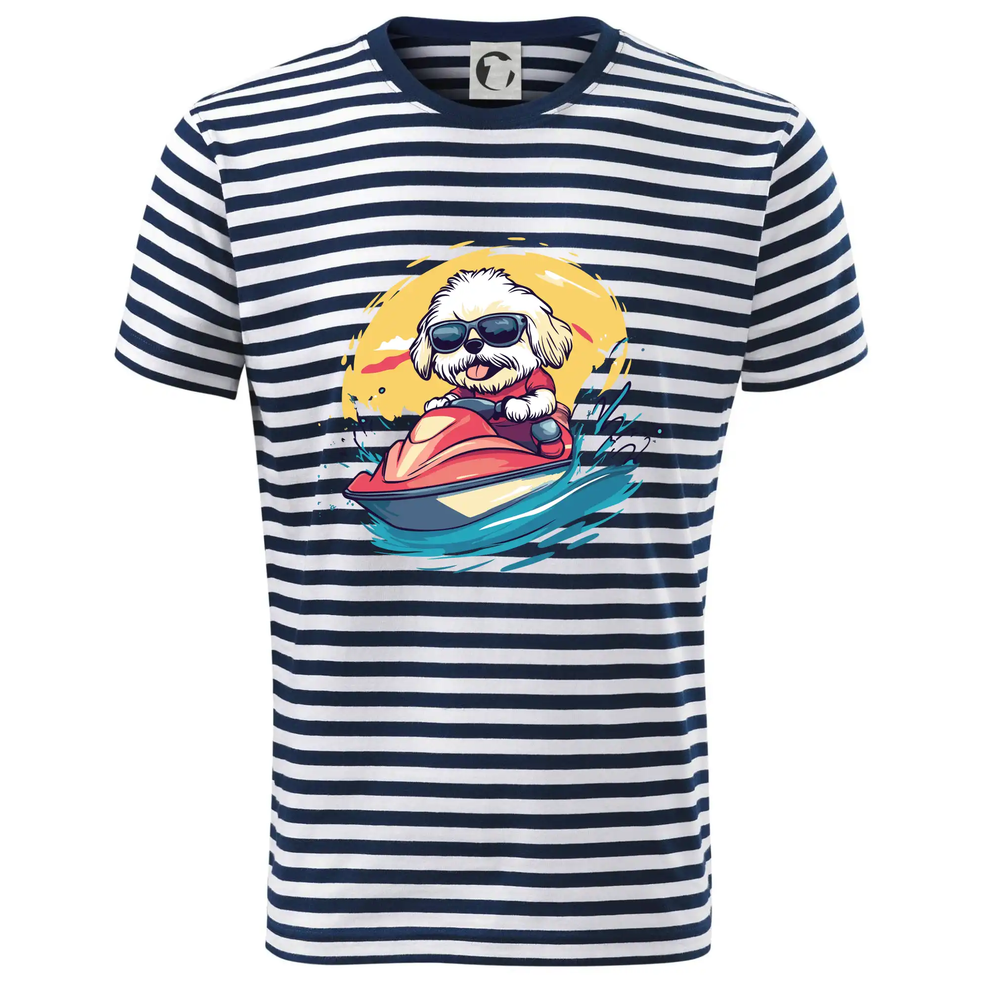 Lhasa Apso na vodním skútru