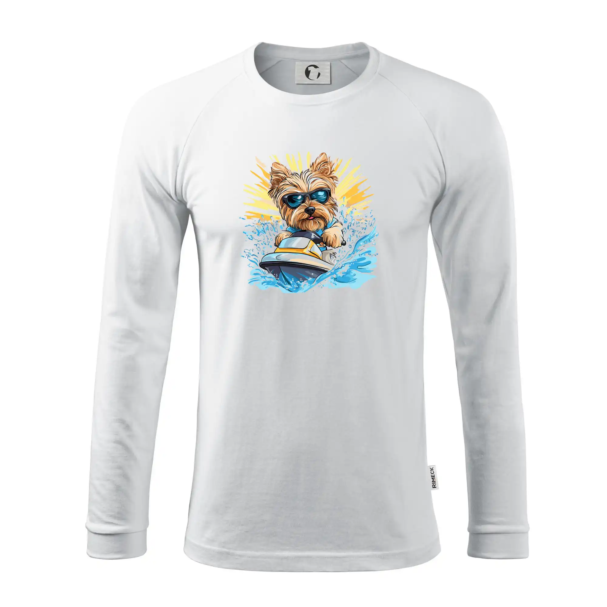 Yorkšírský teriér na vodním skútru