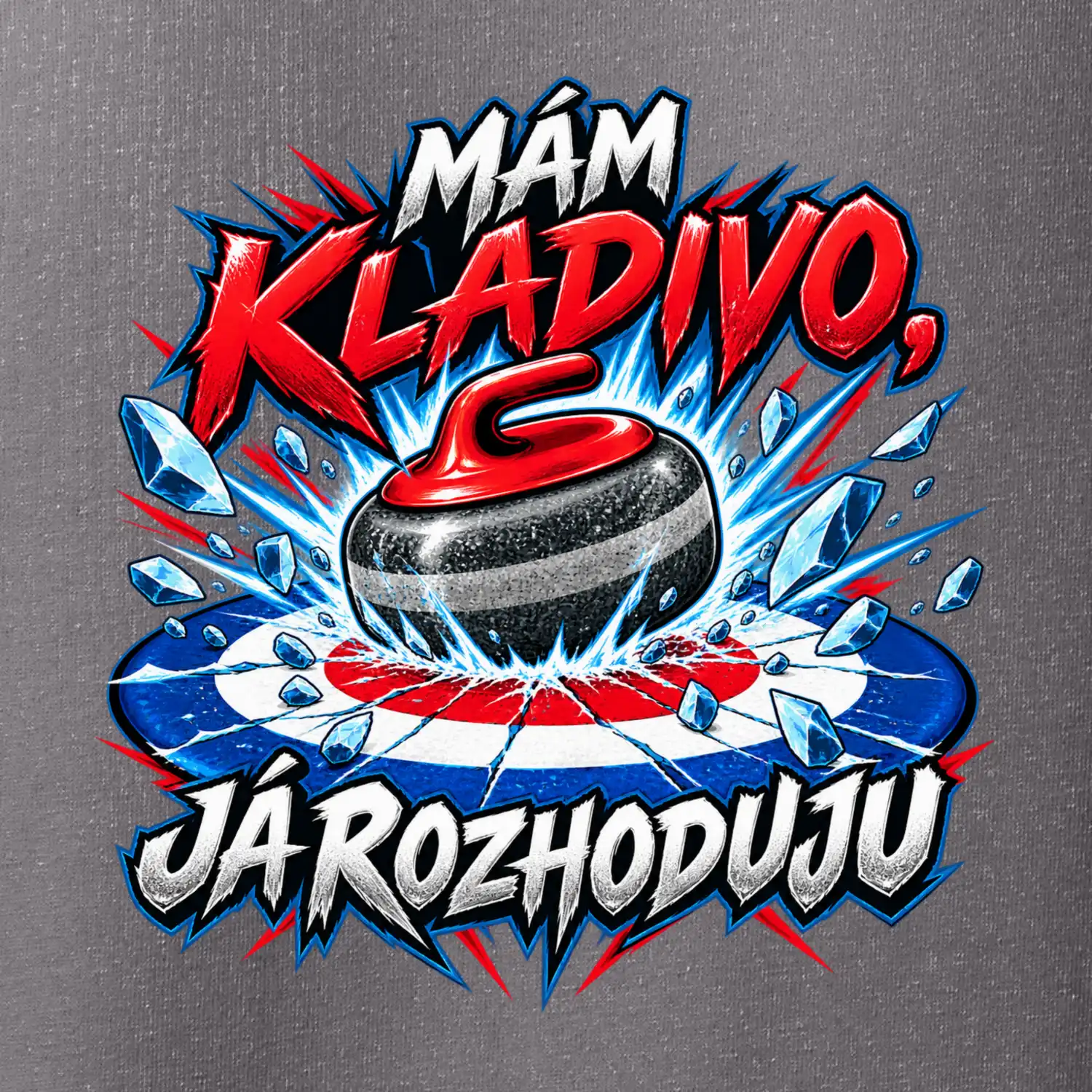 Kladivo drtí střed curlingového domu