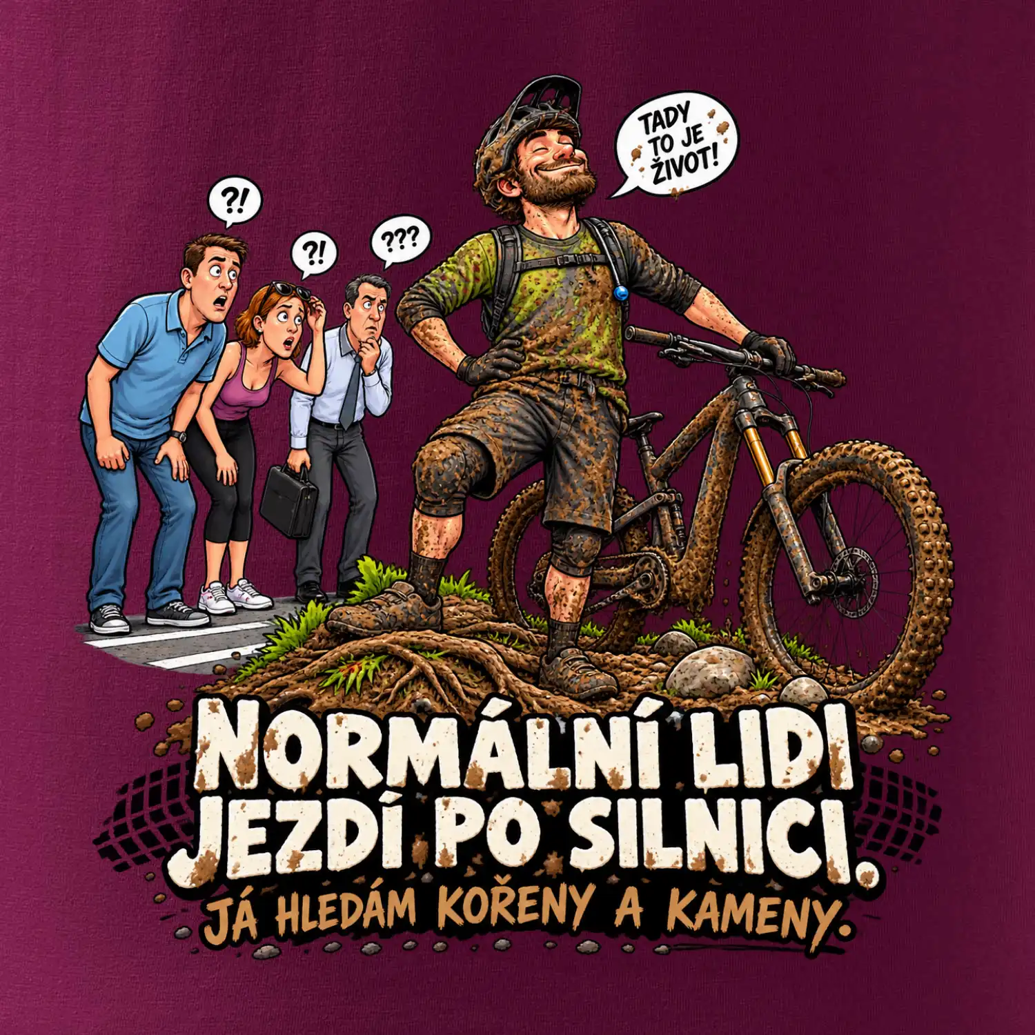 Normální lidi jezdí po silnici cyklistický humor