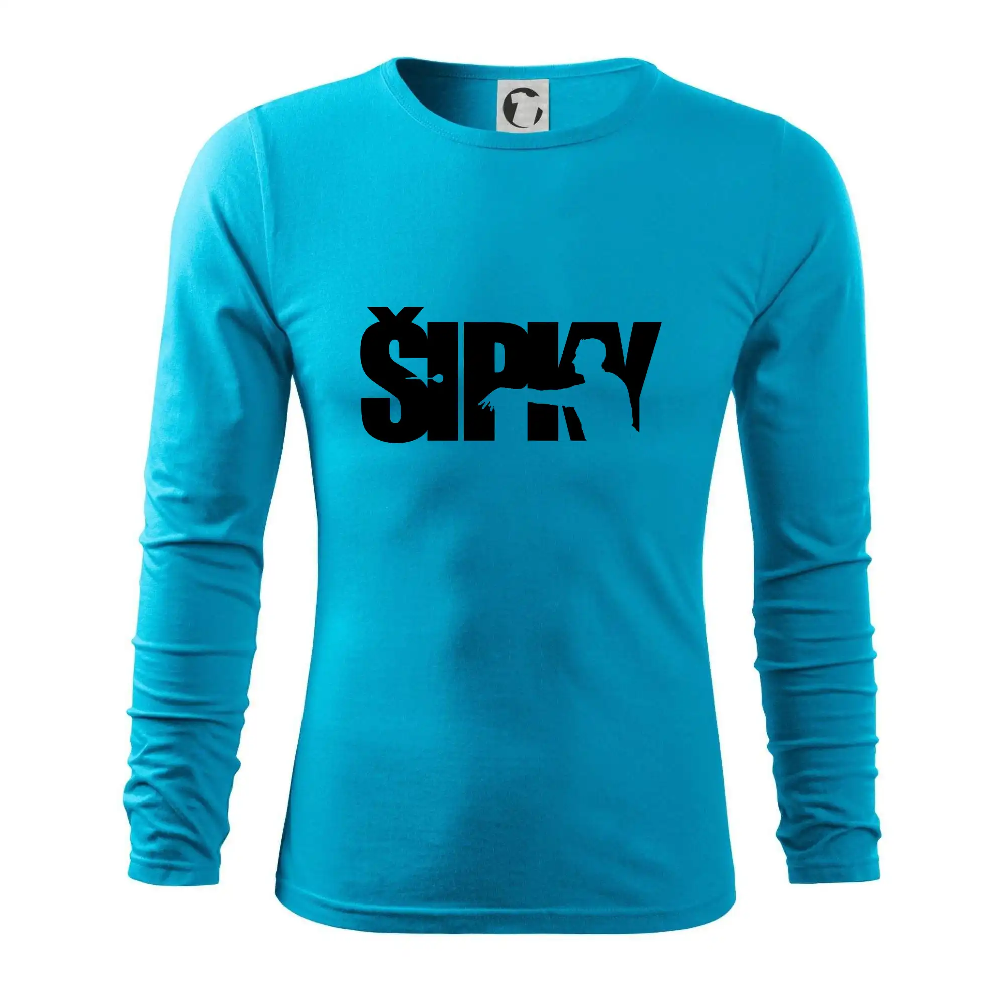 Šipky - nápis se šipkařem