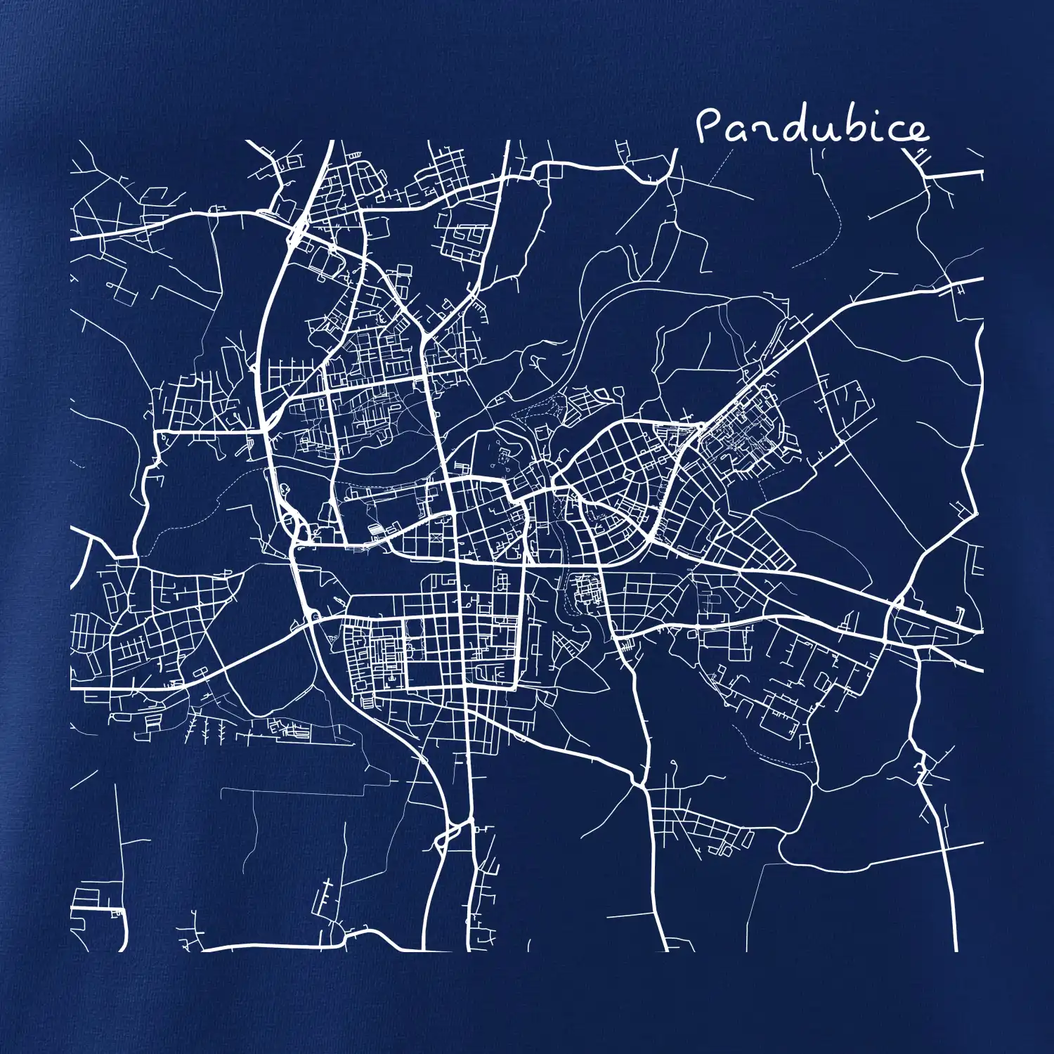 Mapy měst černobílé Pardubice