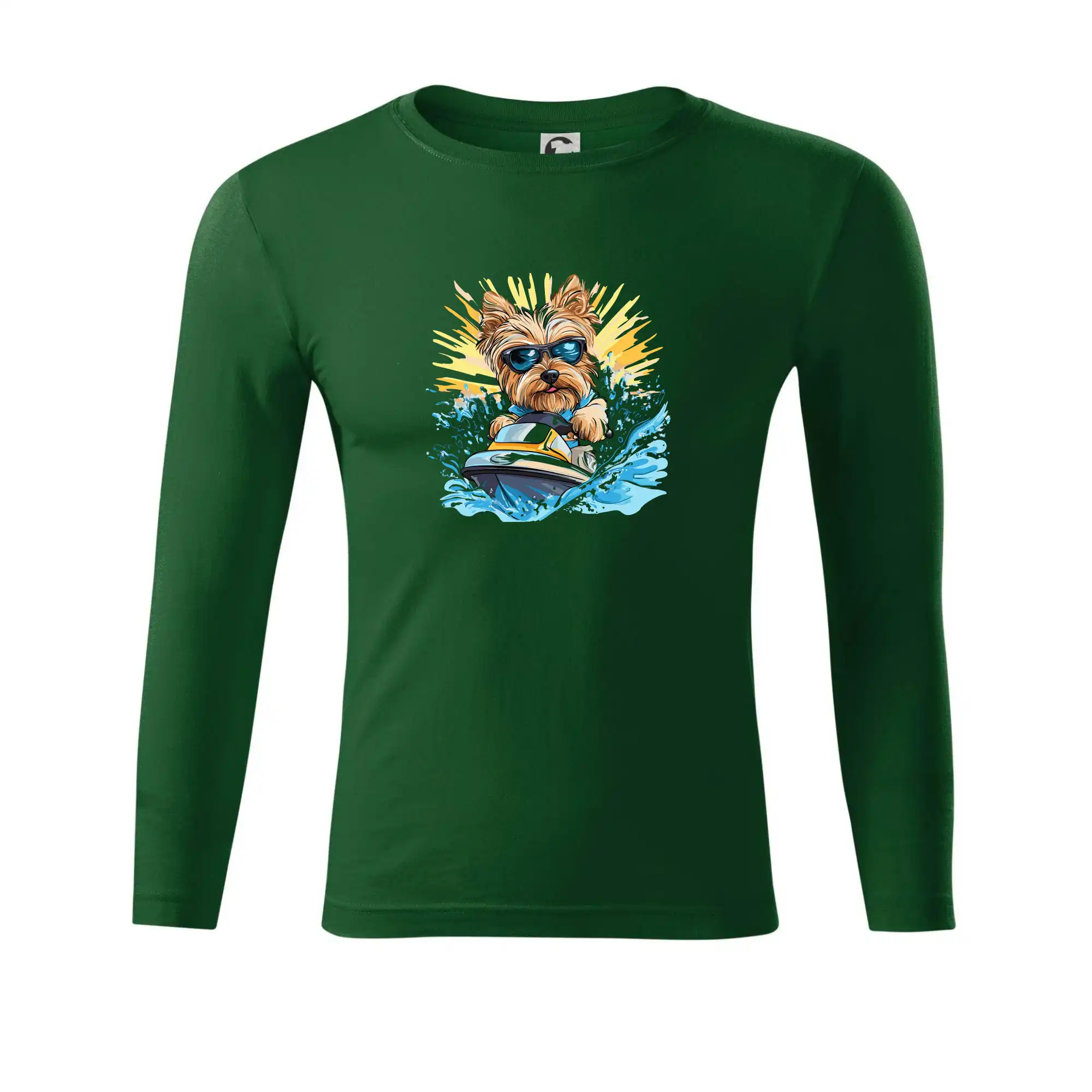 Yorkšírský teriér na vodním skútru