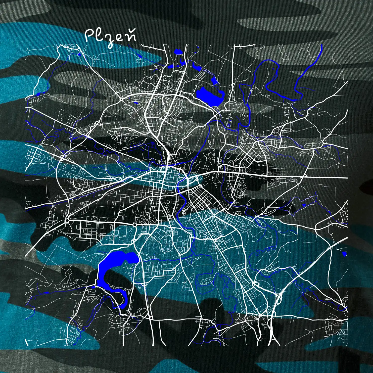 Plzeň mapa s vodními toky