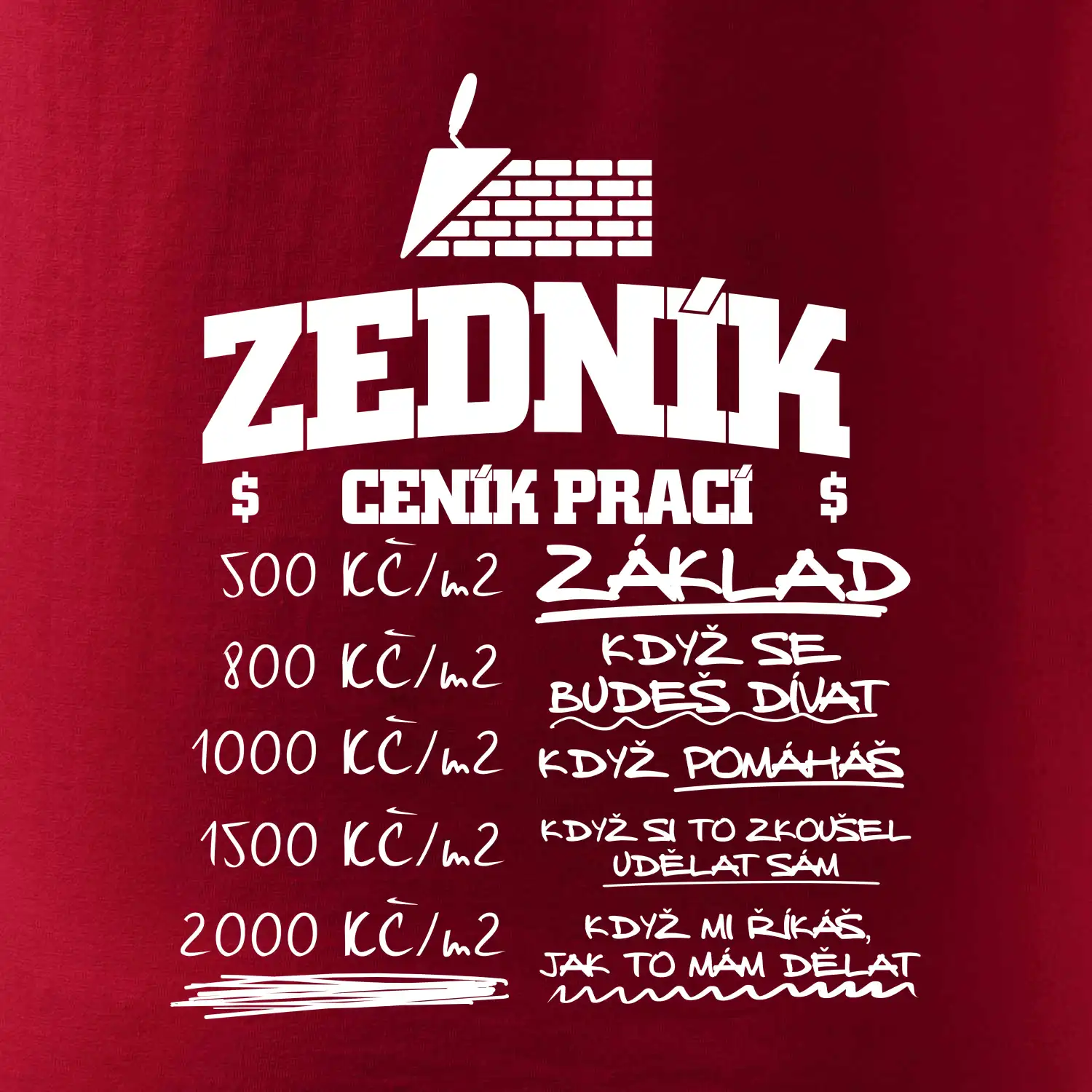 Ceník zedníka - cena za metr