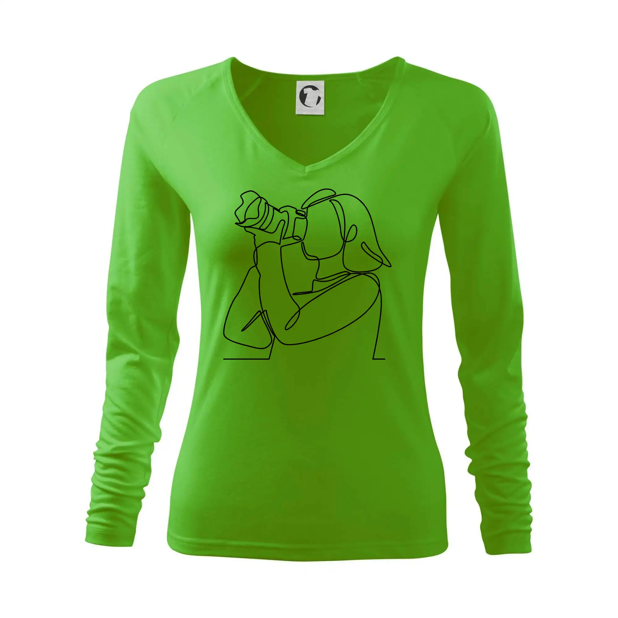 Fotografka stojící jedním tahem