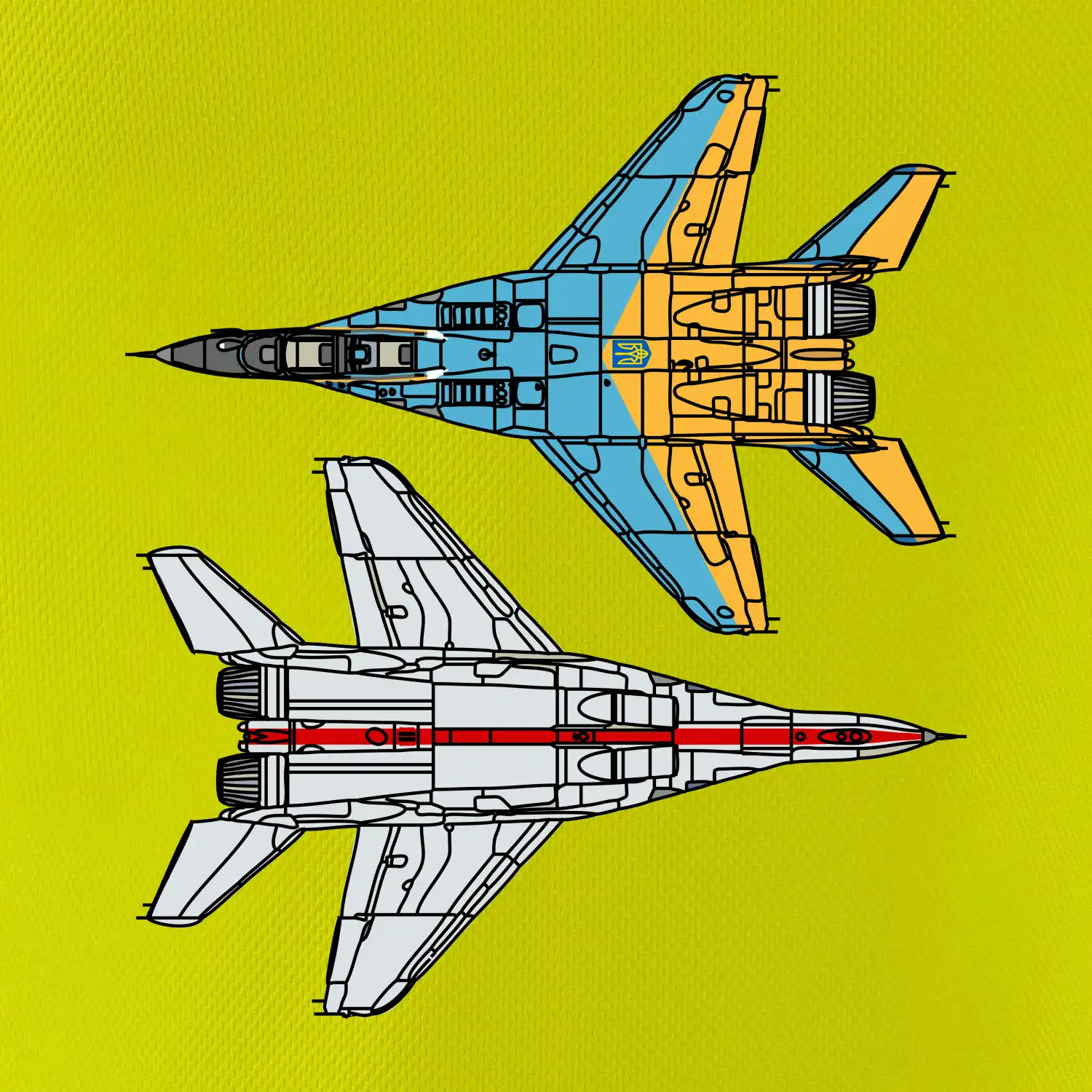 Mig 29 Fulcrum ze spoda a ze zhora