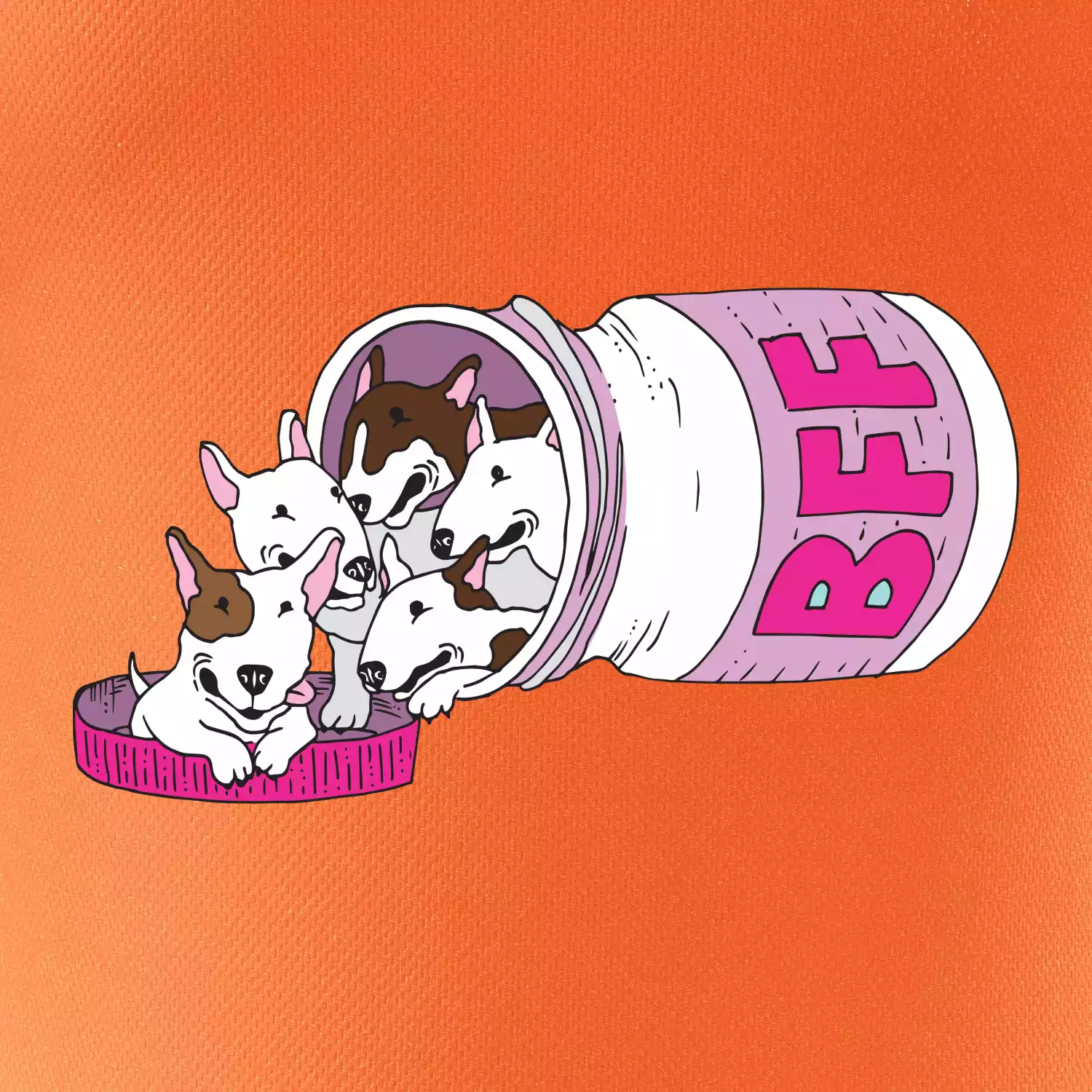 Bullterrier Friends Forever růžové (Pecka design)