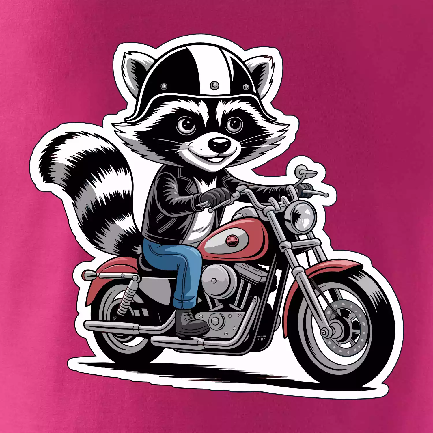 Mýval na motorce kreslený