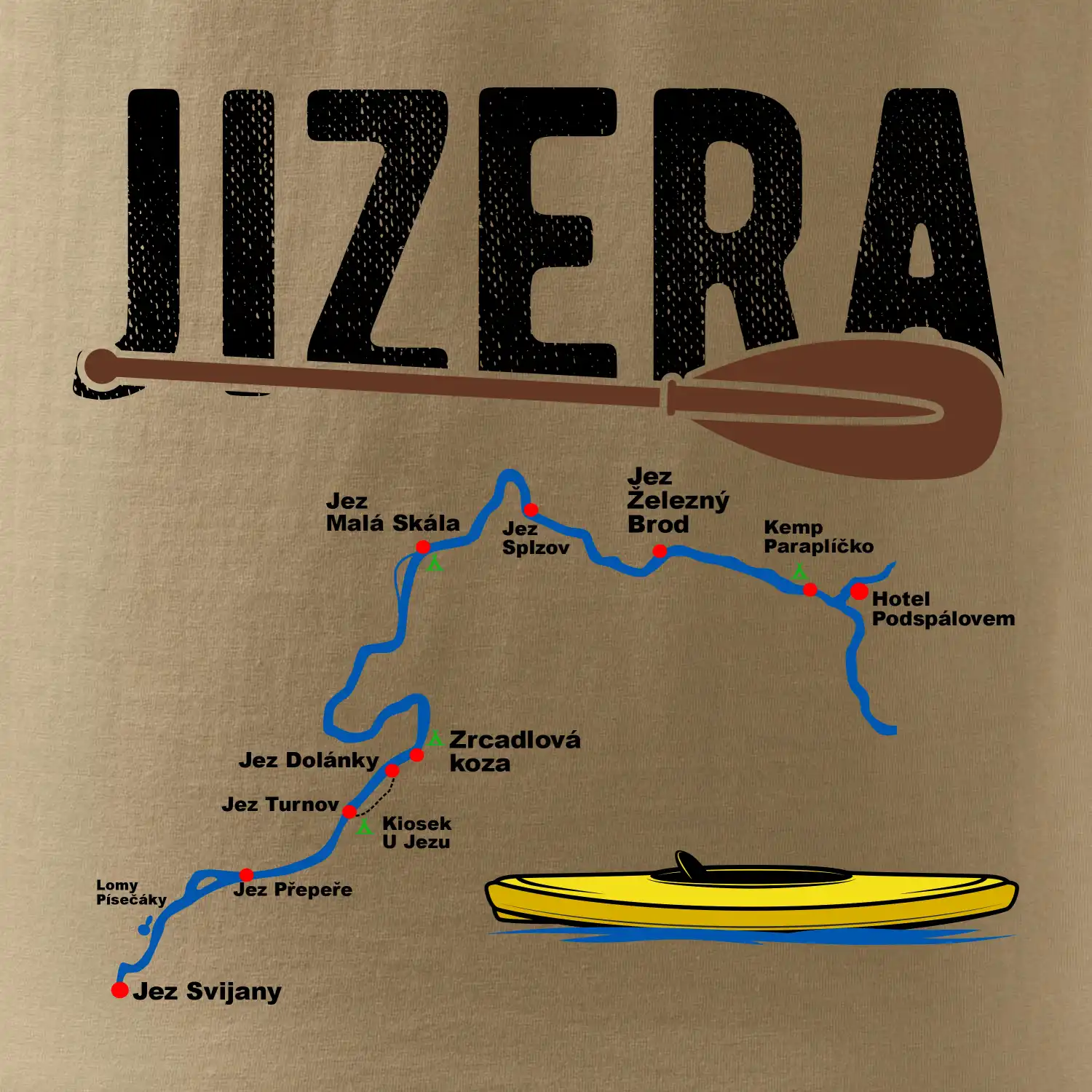 Mapa řeky Jizery