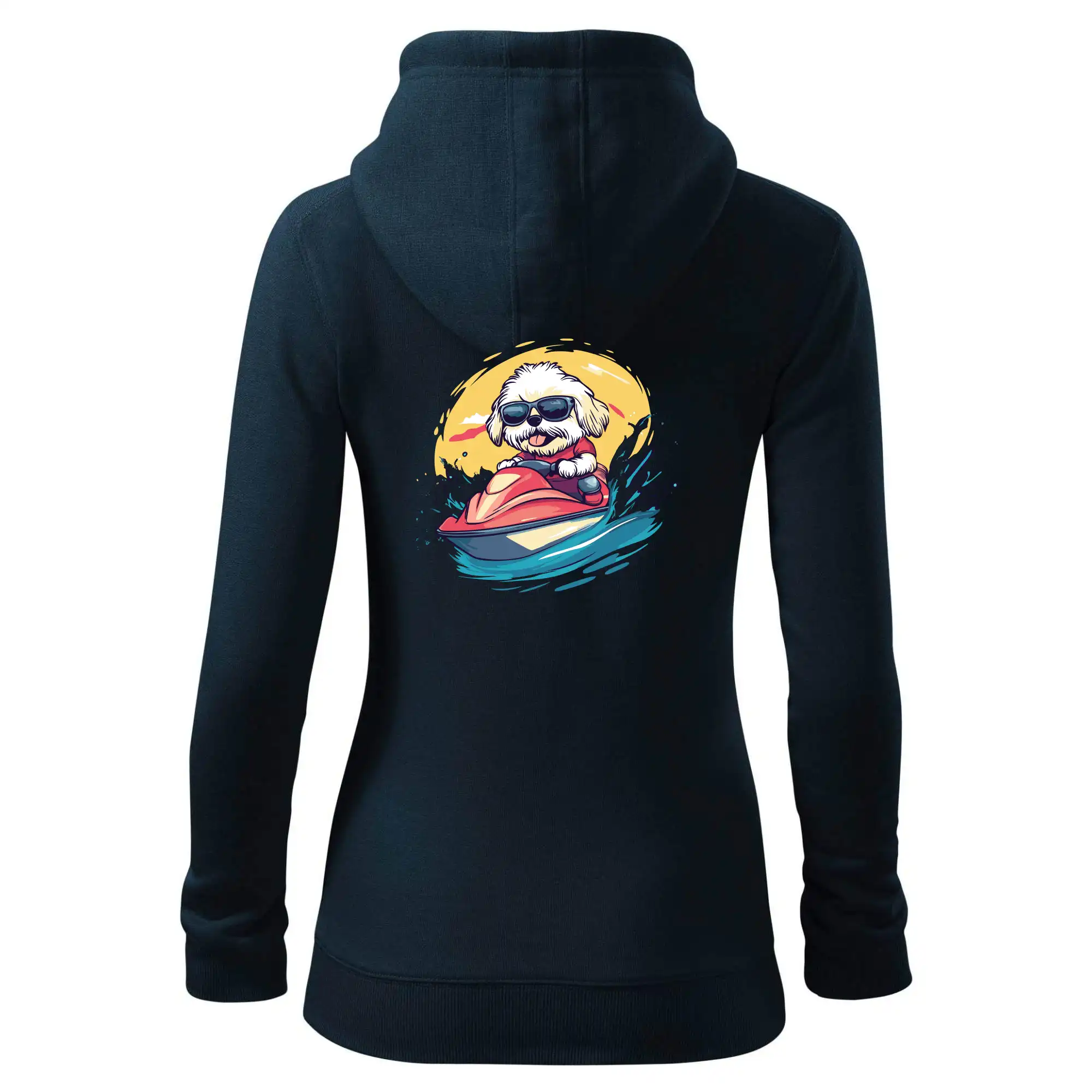 Lhasa Apso na vodním skútru