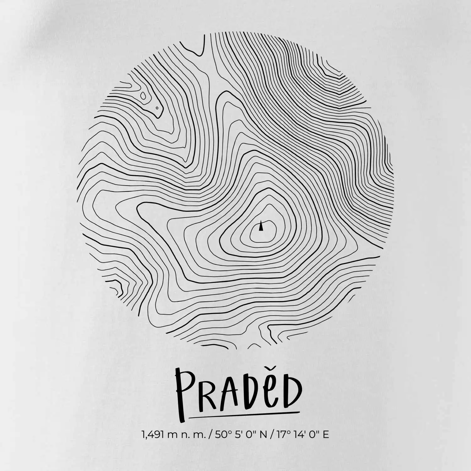 Praděd - vrstevnice v kruhu