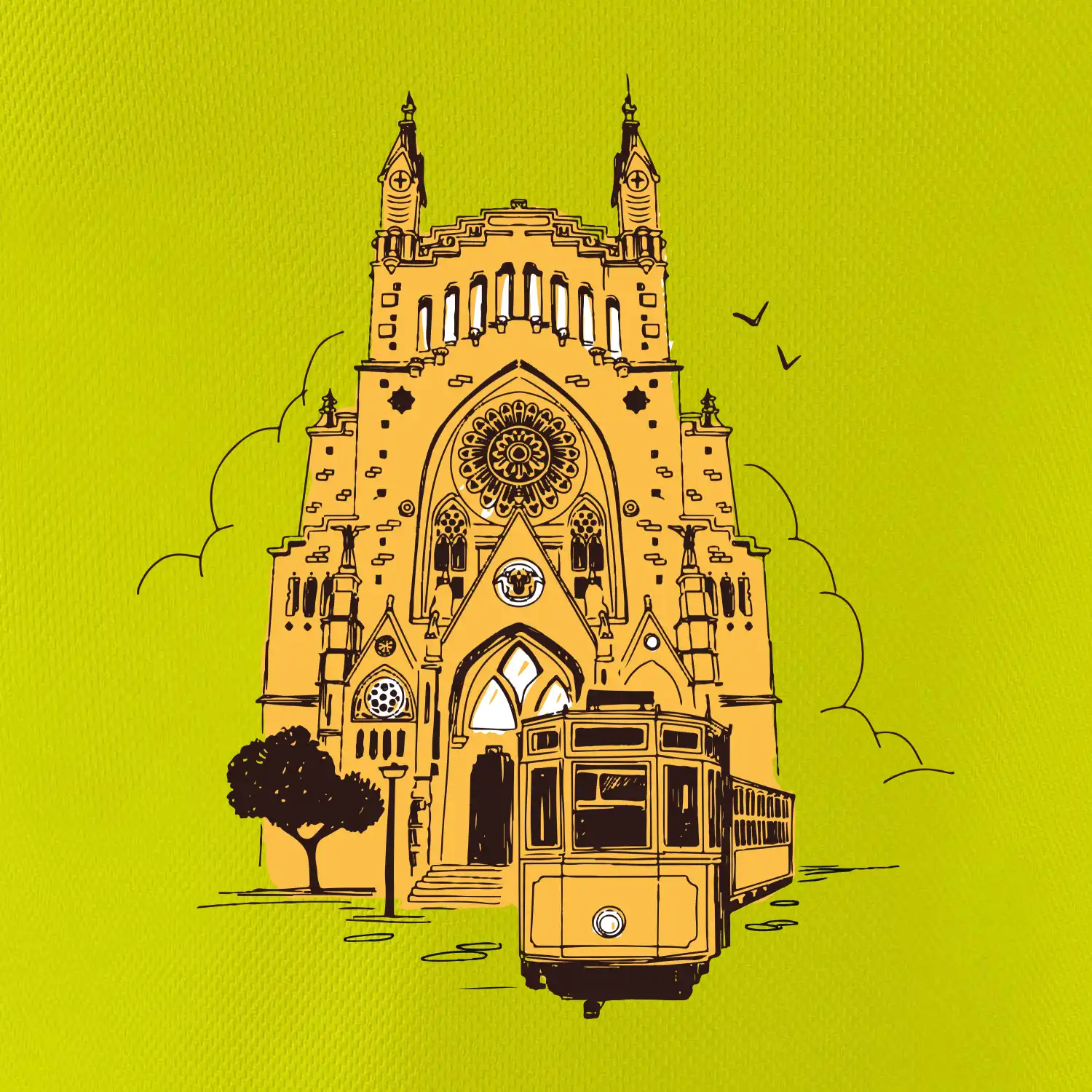 Mallorca - katedrála a tramvaj