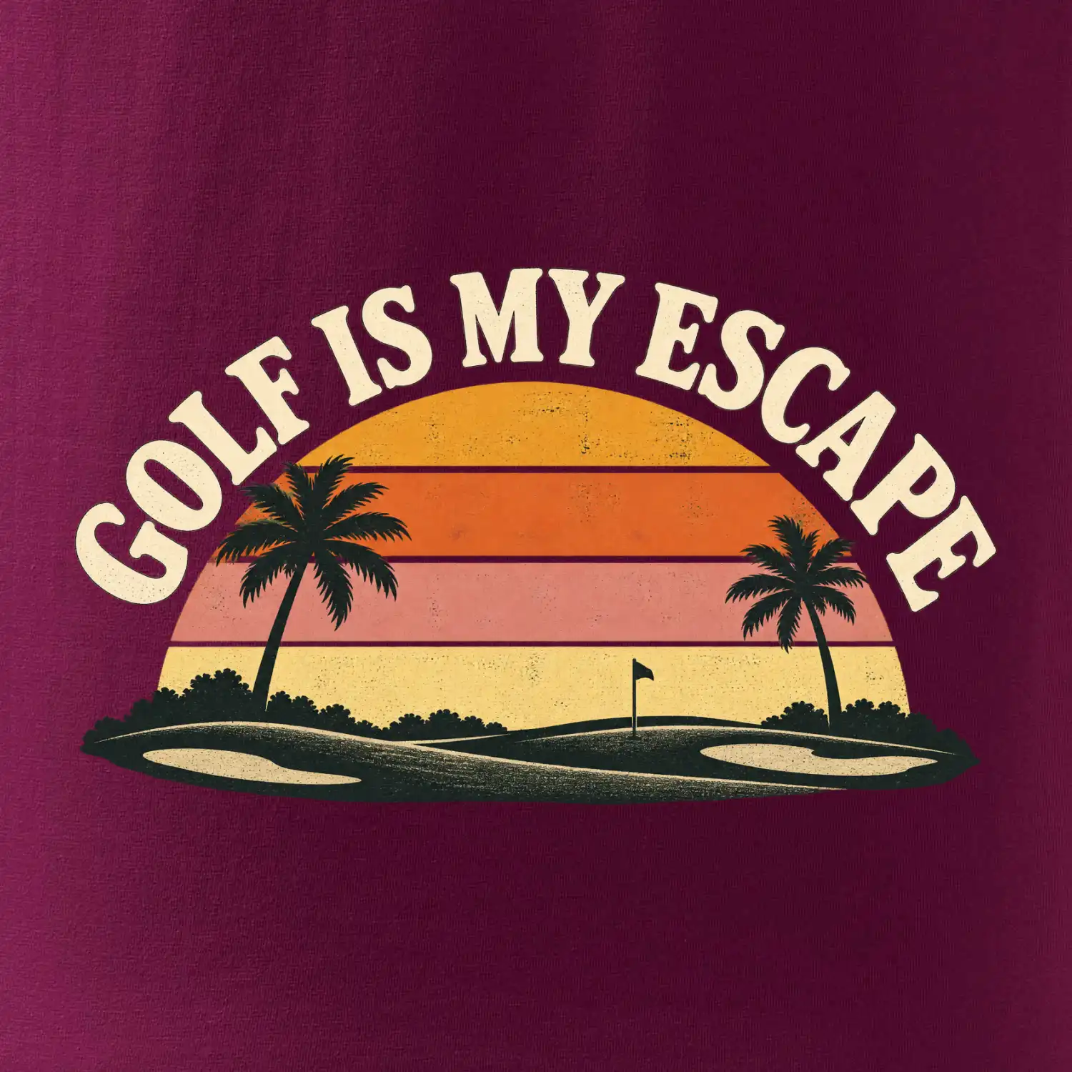 Golf is my escape retro západ slunce