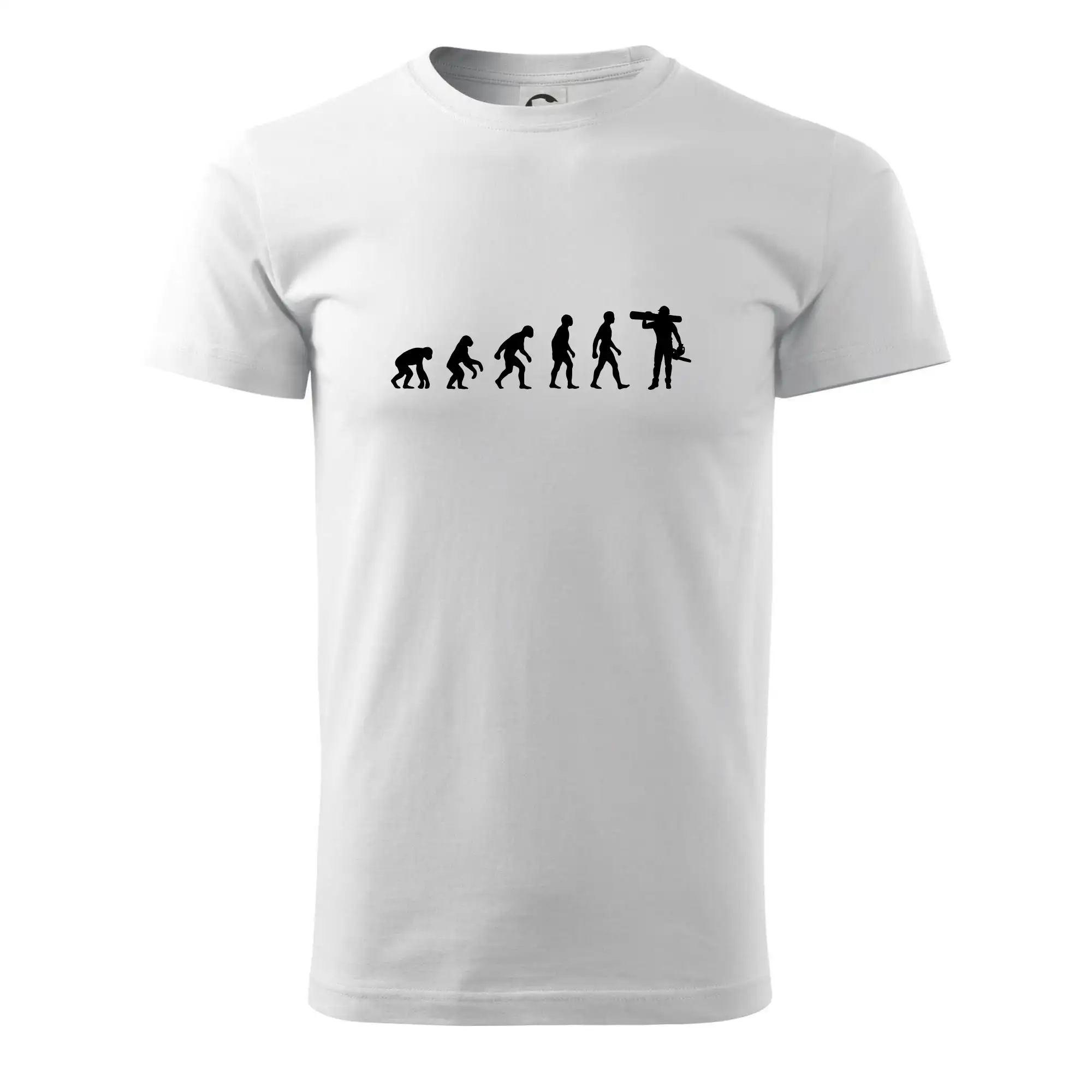 Evoluce dřevorubec - pila a kmen