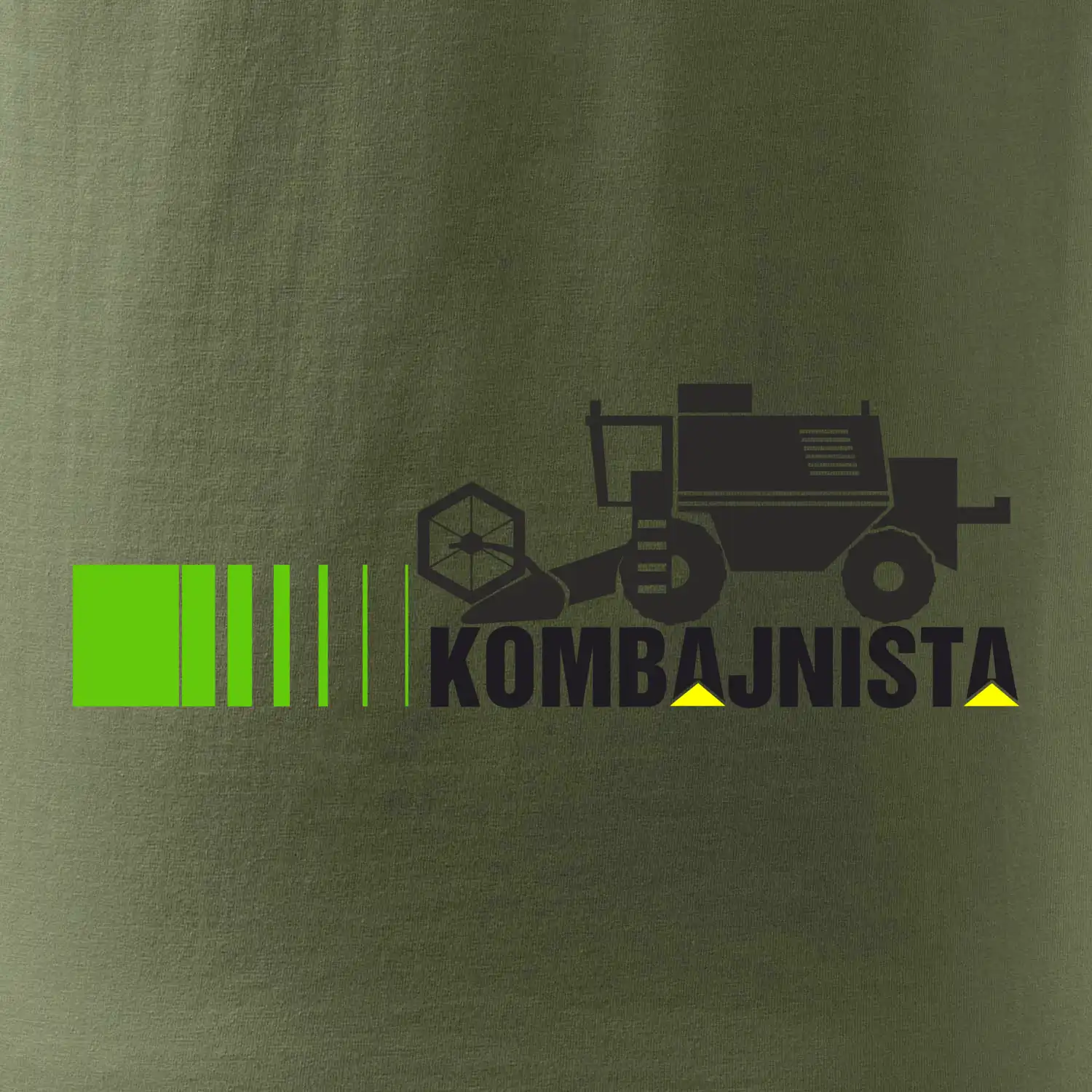 Kombajnista zelená a žlutá