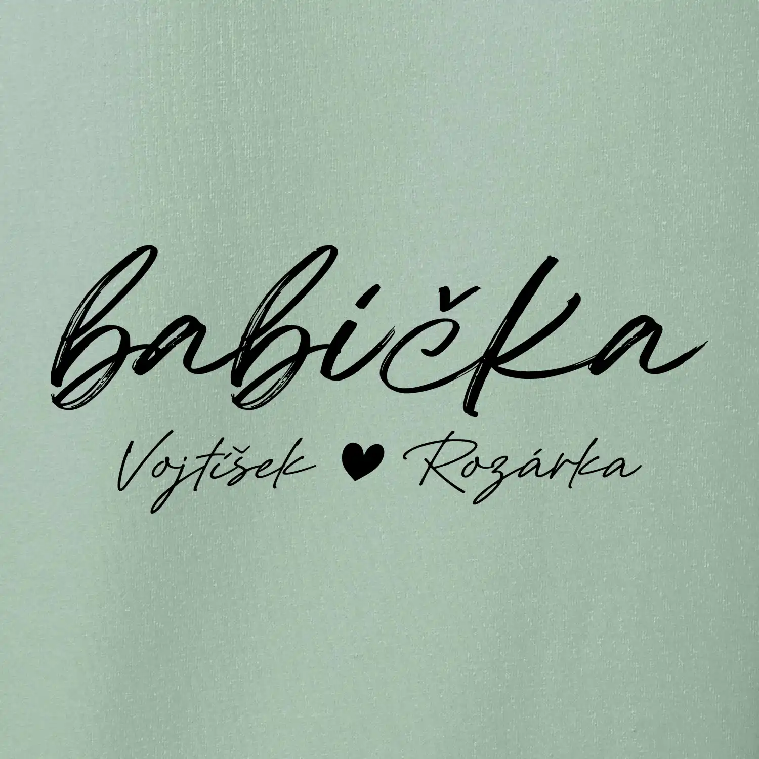 Babička Tričko se jmény dětí psací písmo