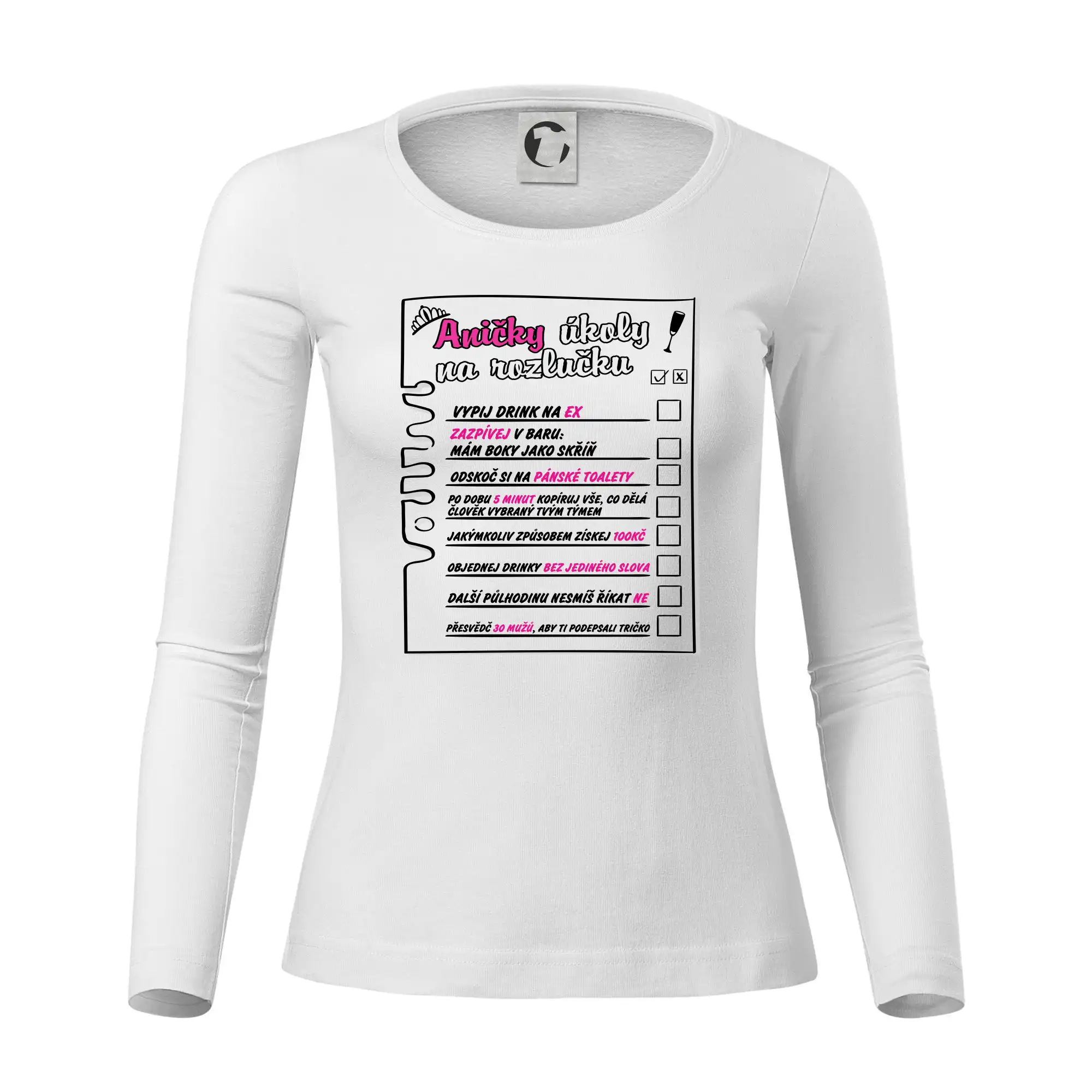 Triko na rozlučku s úkoly na předek pro nevěstu