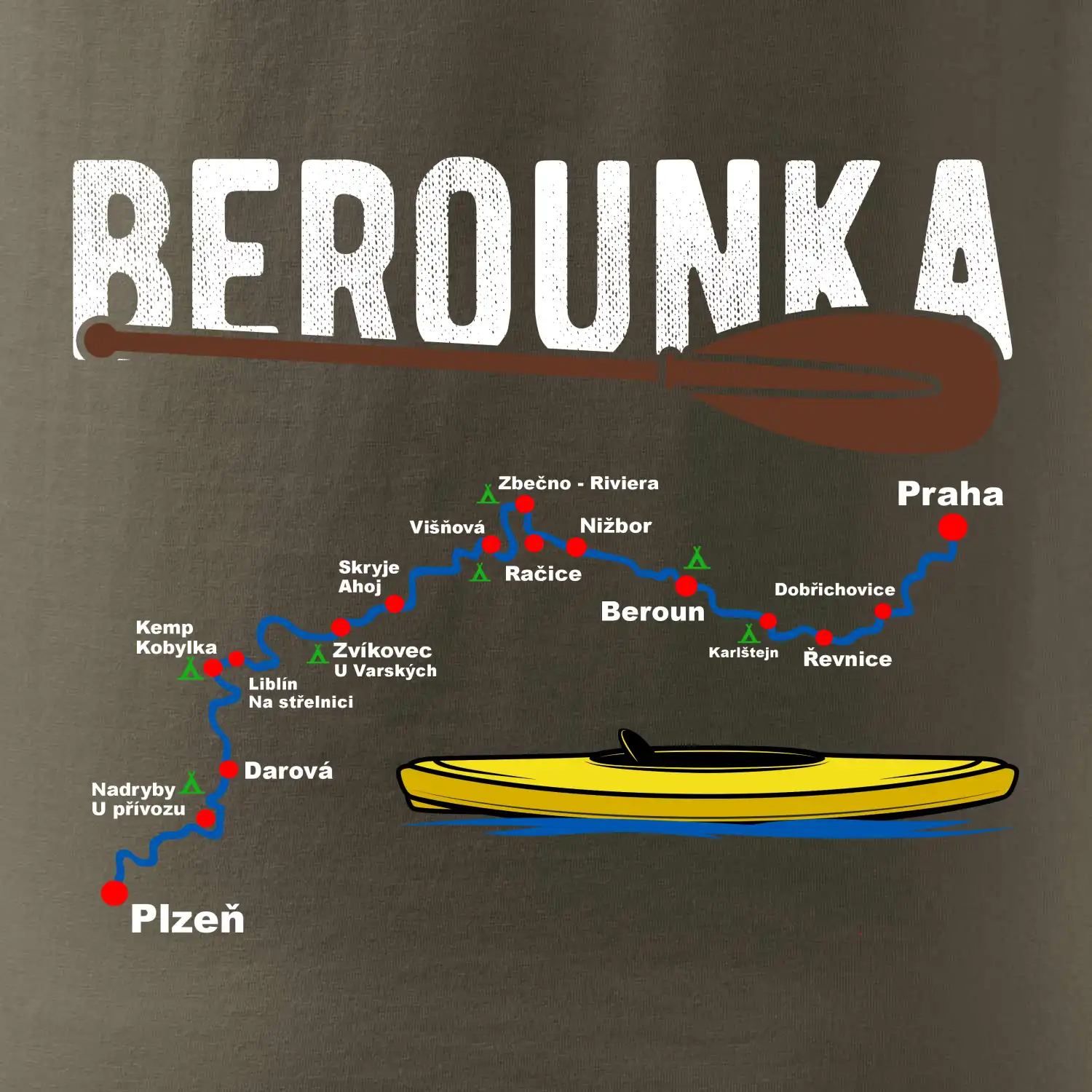 Mapa řeky Berounky