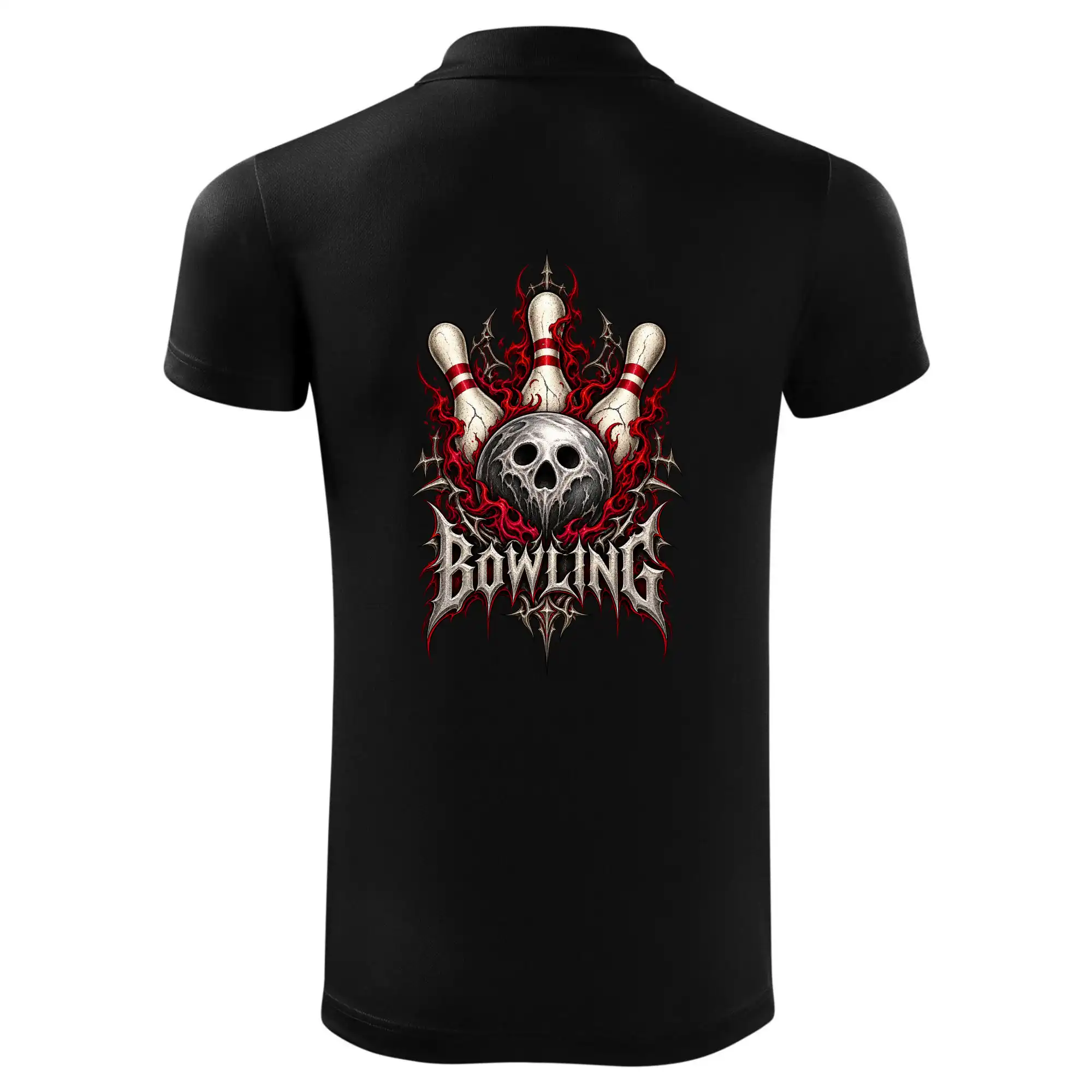 Bowling metalová lebka s plameny