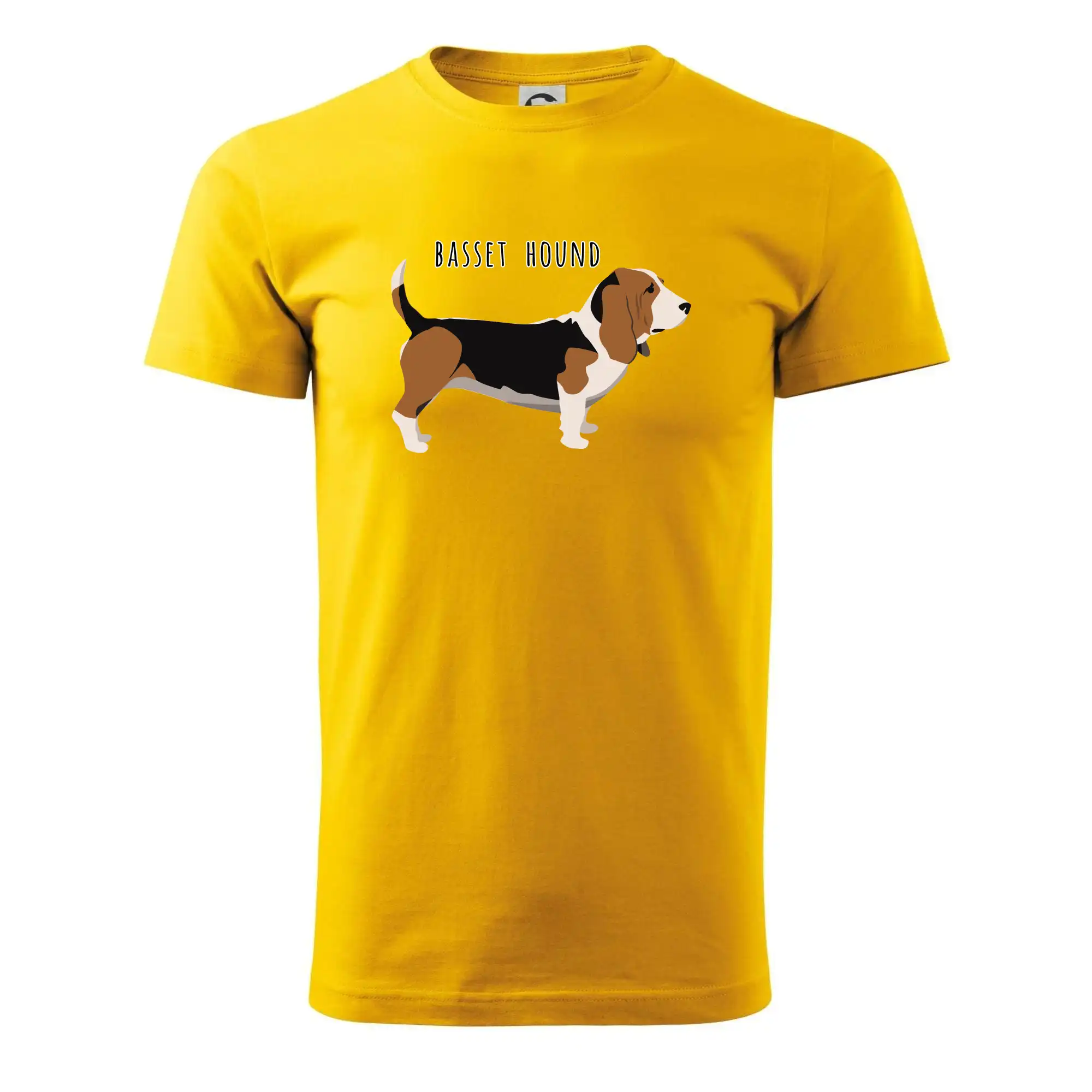 Basset hound pes s nápisem