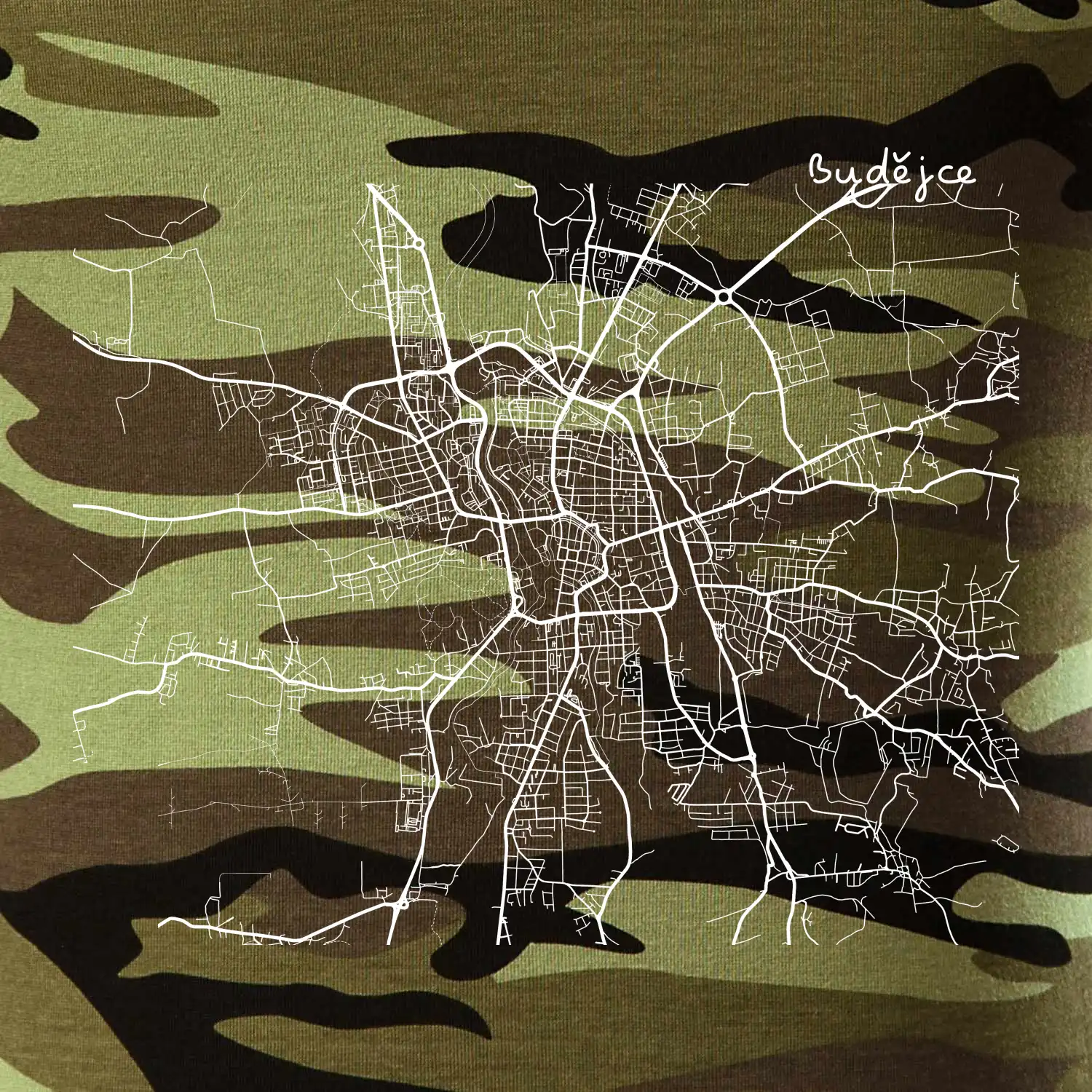 Mapy měst černobílé Budějce