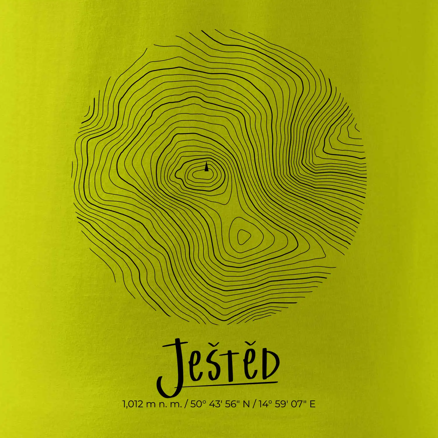 Ještěd - vrstevnice v kruhu