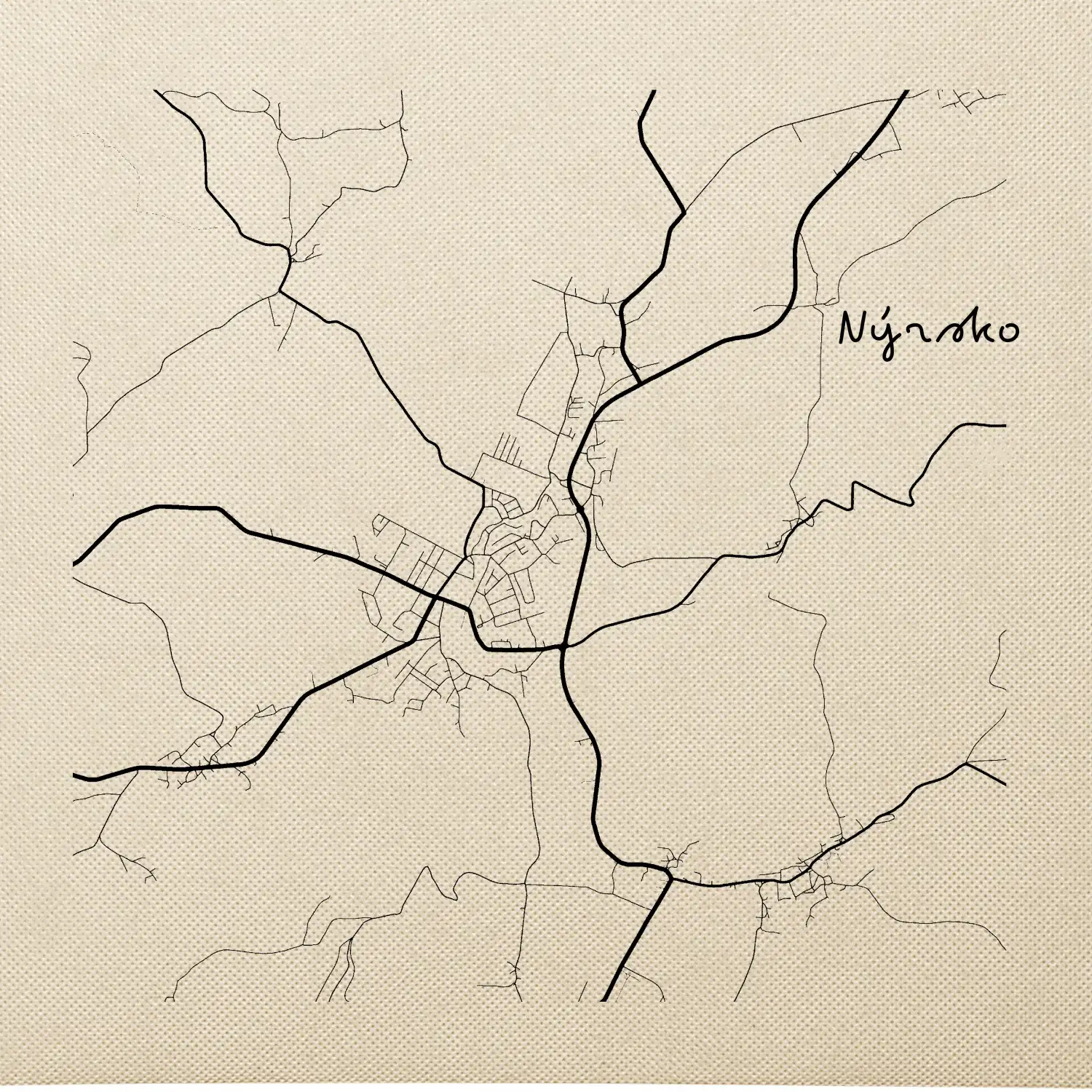 Černobílá mapa Nýrsko  340 22