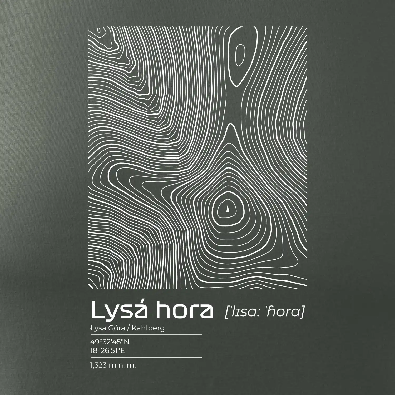 Lysá hora - vrstevnice v obdélníku