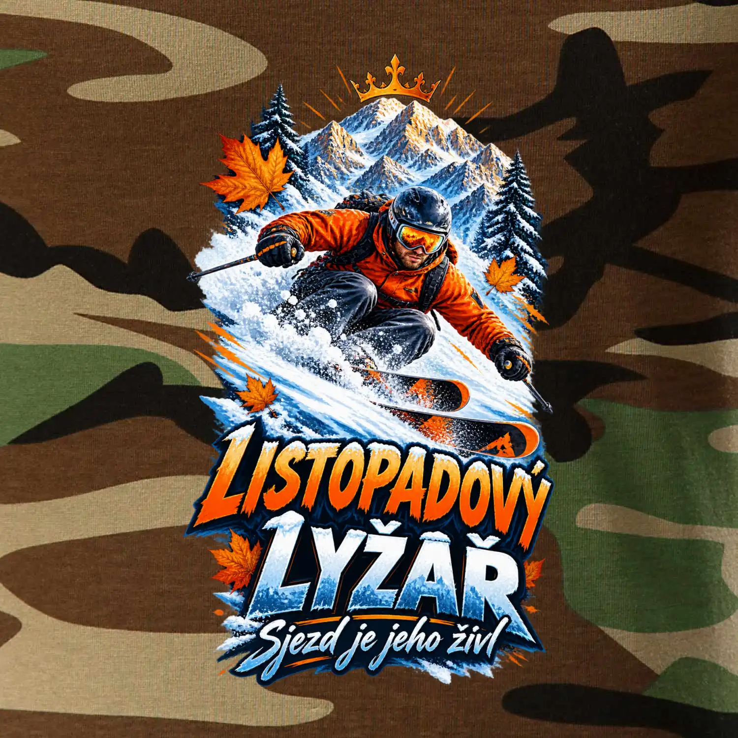 Listopadový lyžař král zasněžených svahů