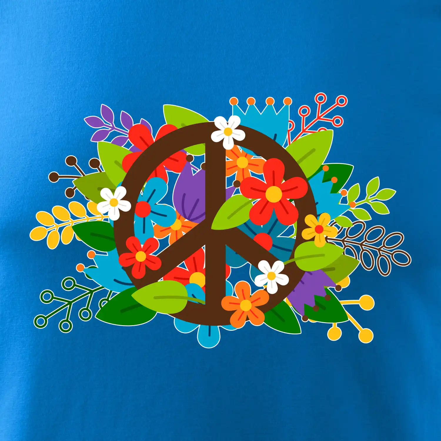 Peace symbol prorostlý květinami