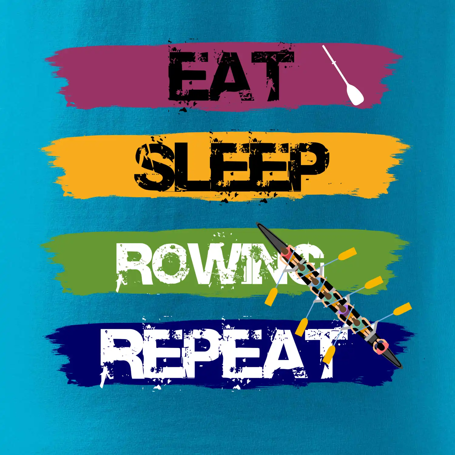 Eat sleep rowing repeat barevné