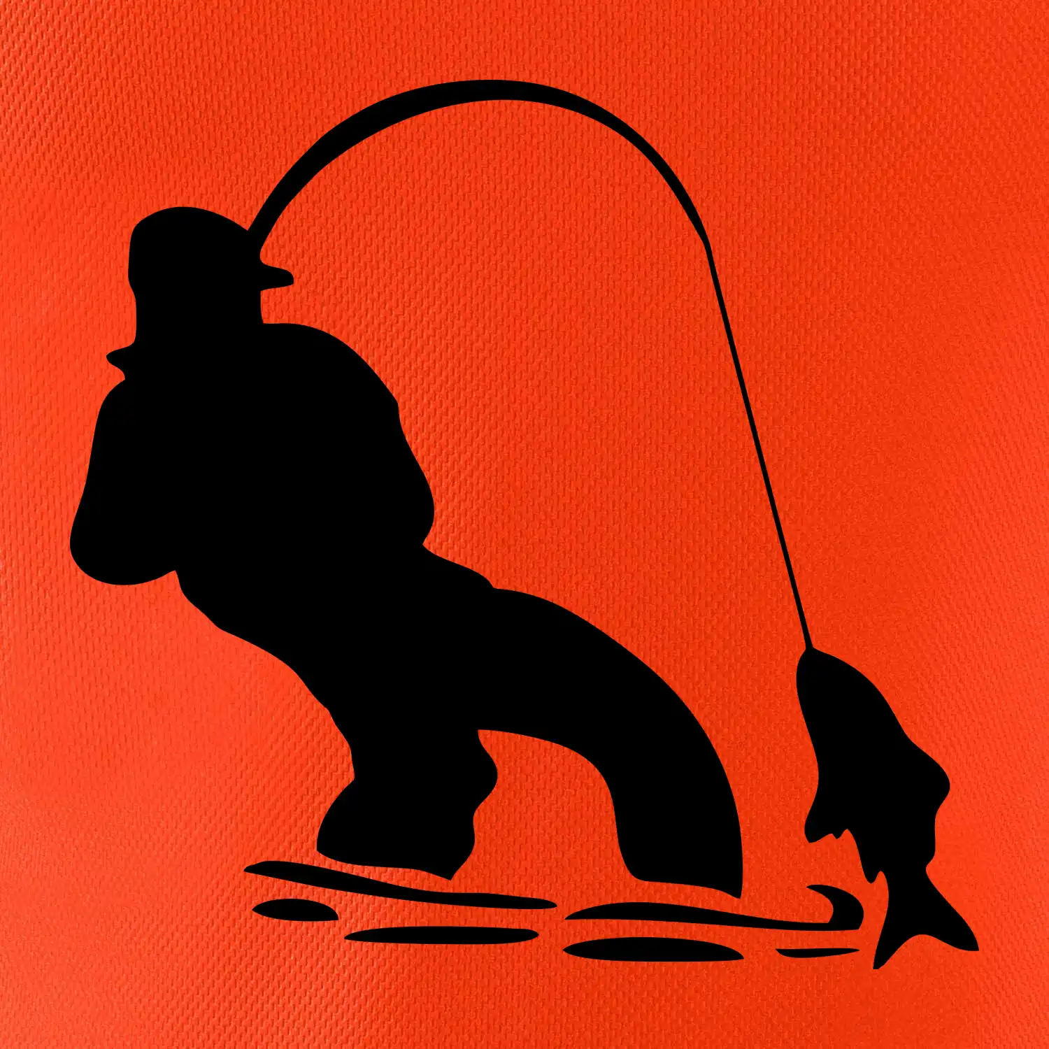 Rybář tahající rybu