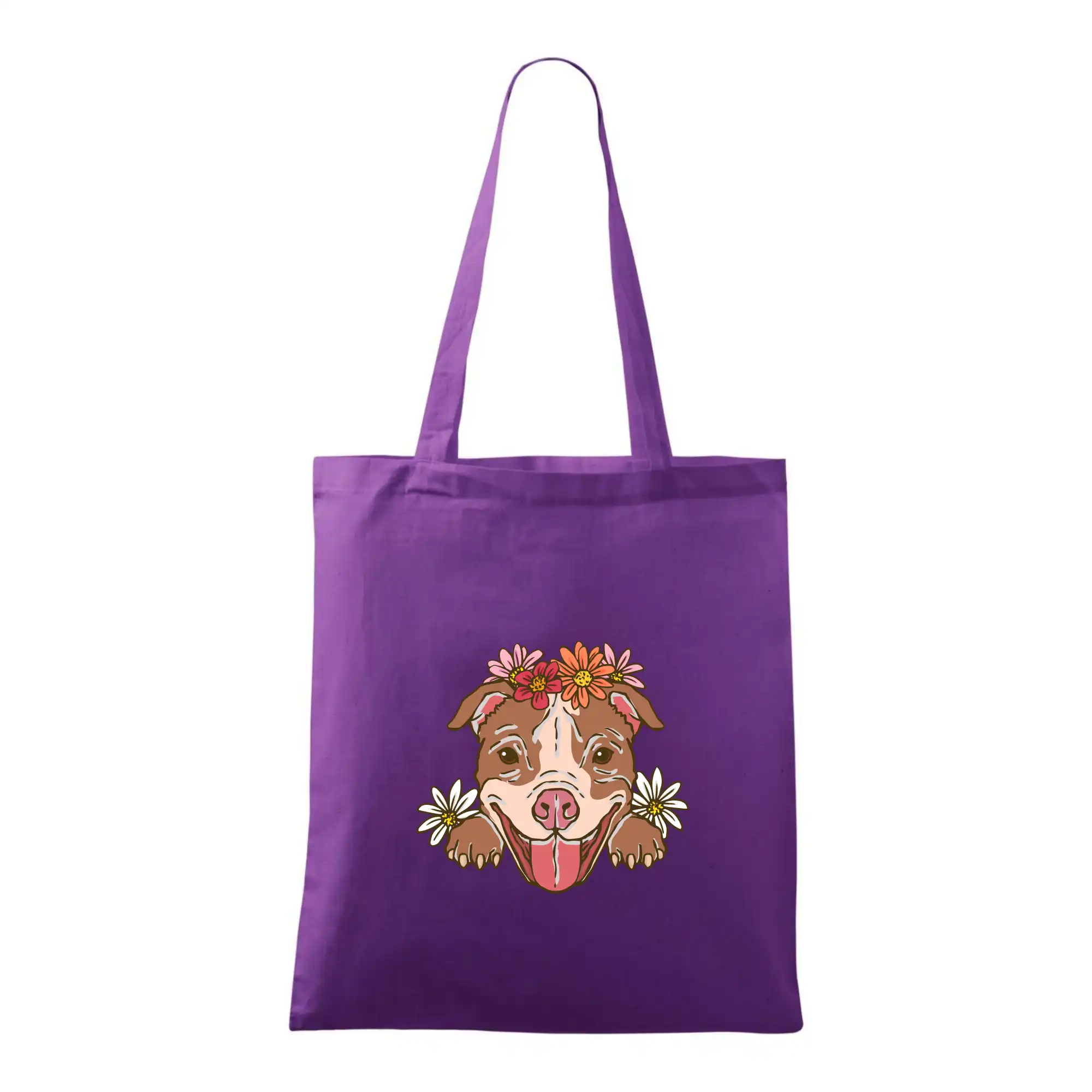 Americký stafordširský teriér hlava s květinami