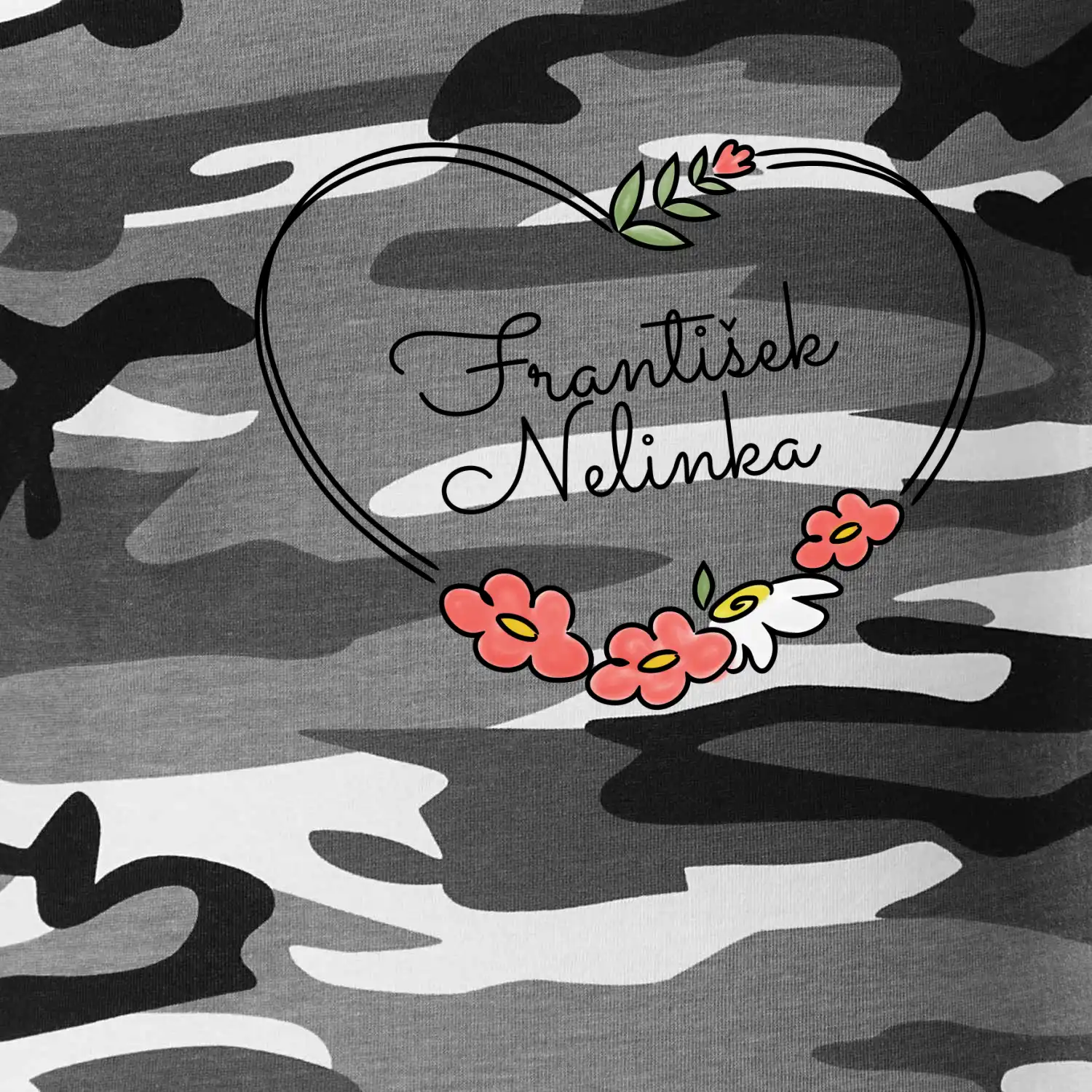 Tričko se jmény dětí - srdce na prsu