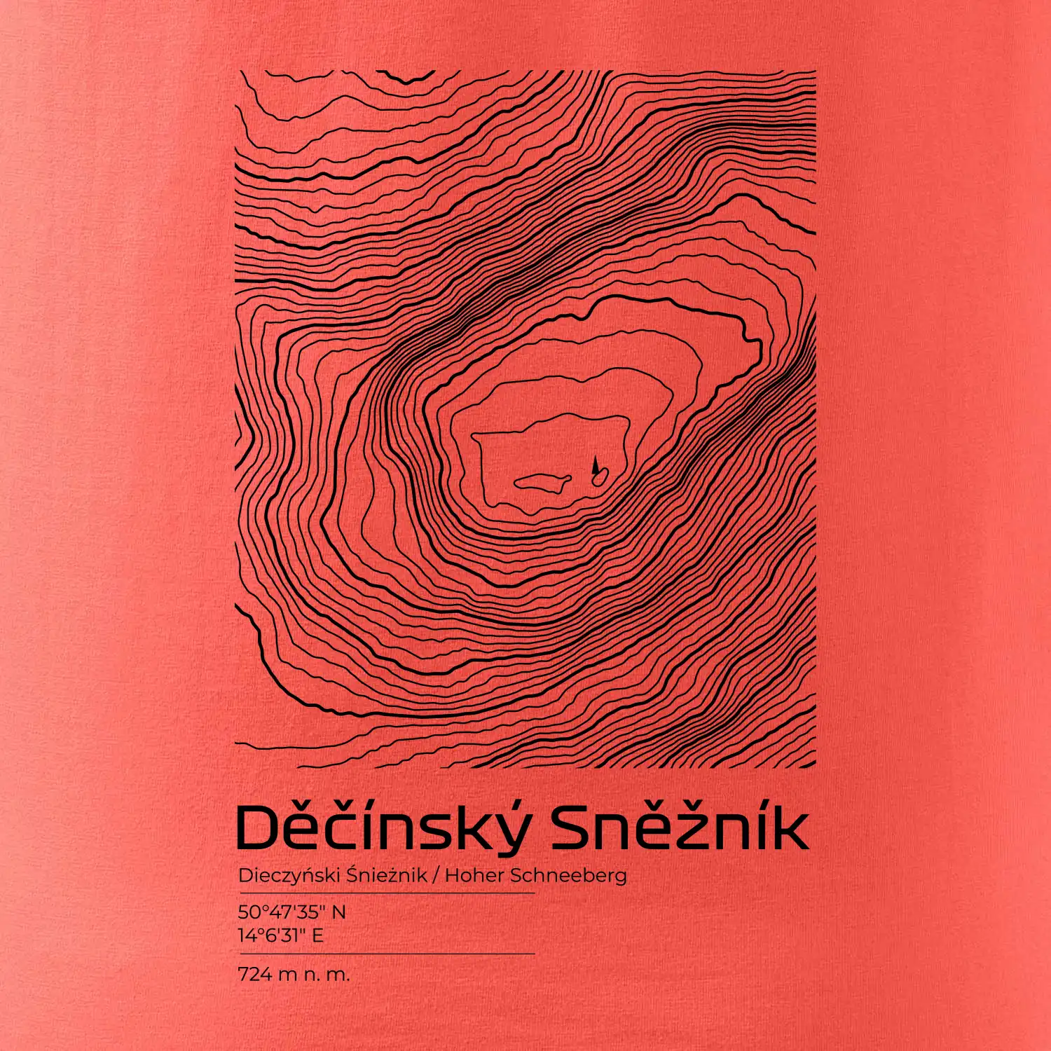 Děčínský Sněžník - vrstevnice v obdélníku