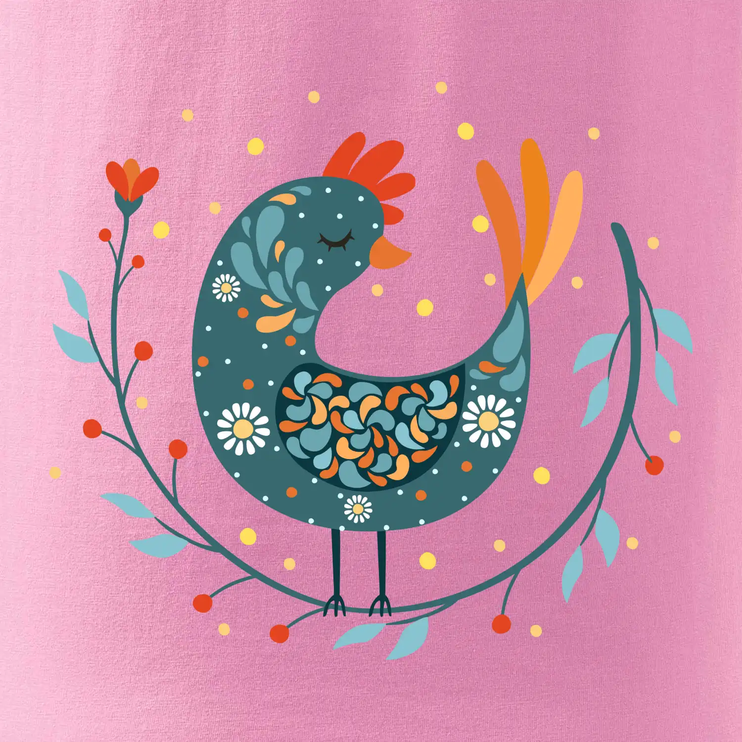 Folklor - slepice s kopretinou