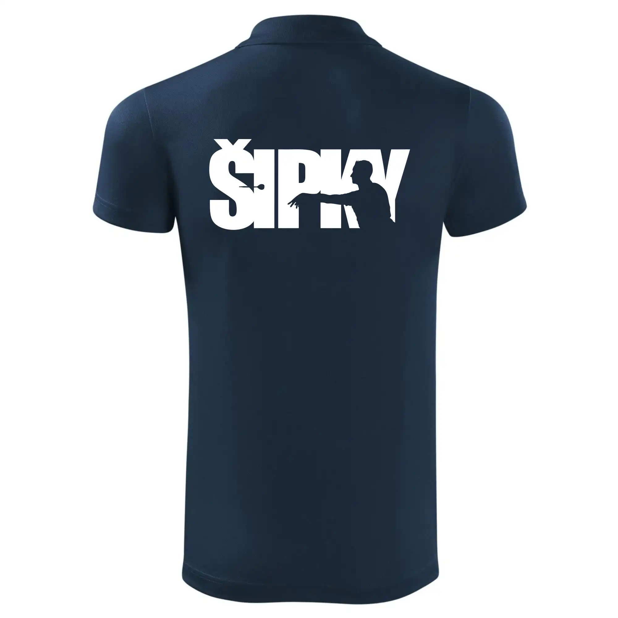 Šipky - nápis se šipkařem