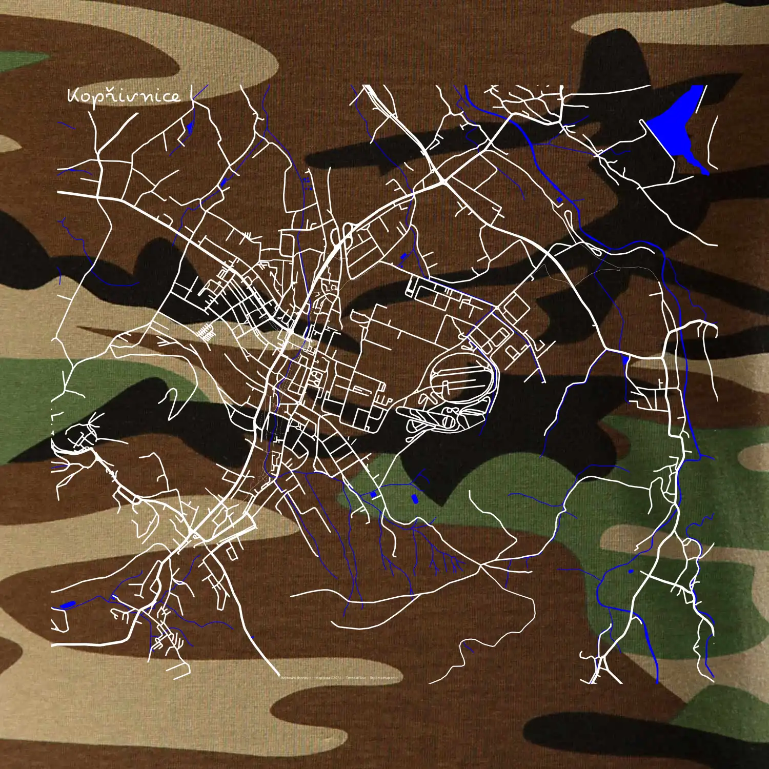 Kopřivnice - Mapa s vodními toky