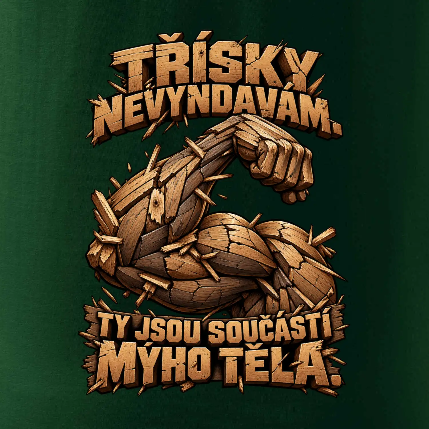 Třísky nevyndavám ty jsou součástí mýho těla - dřevěná paže