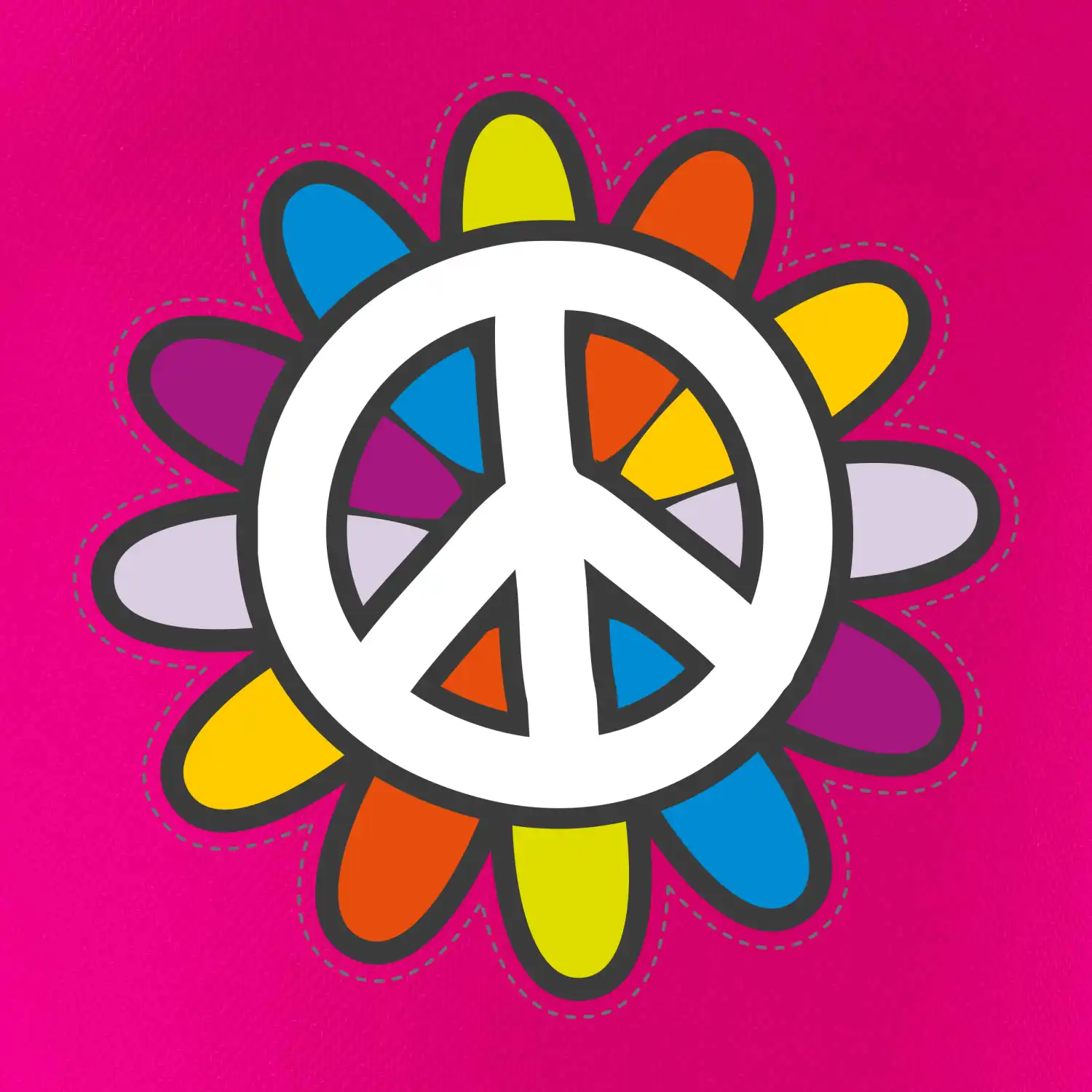 Peace symbol s kreslenou květinou